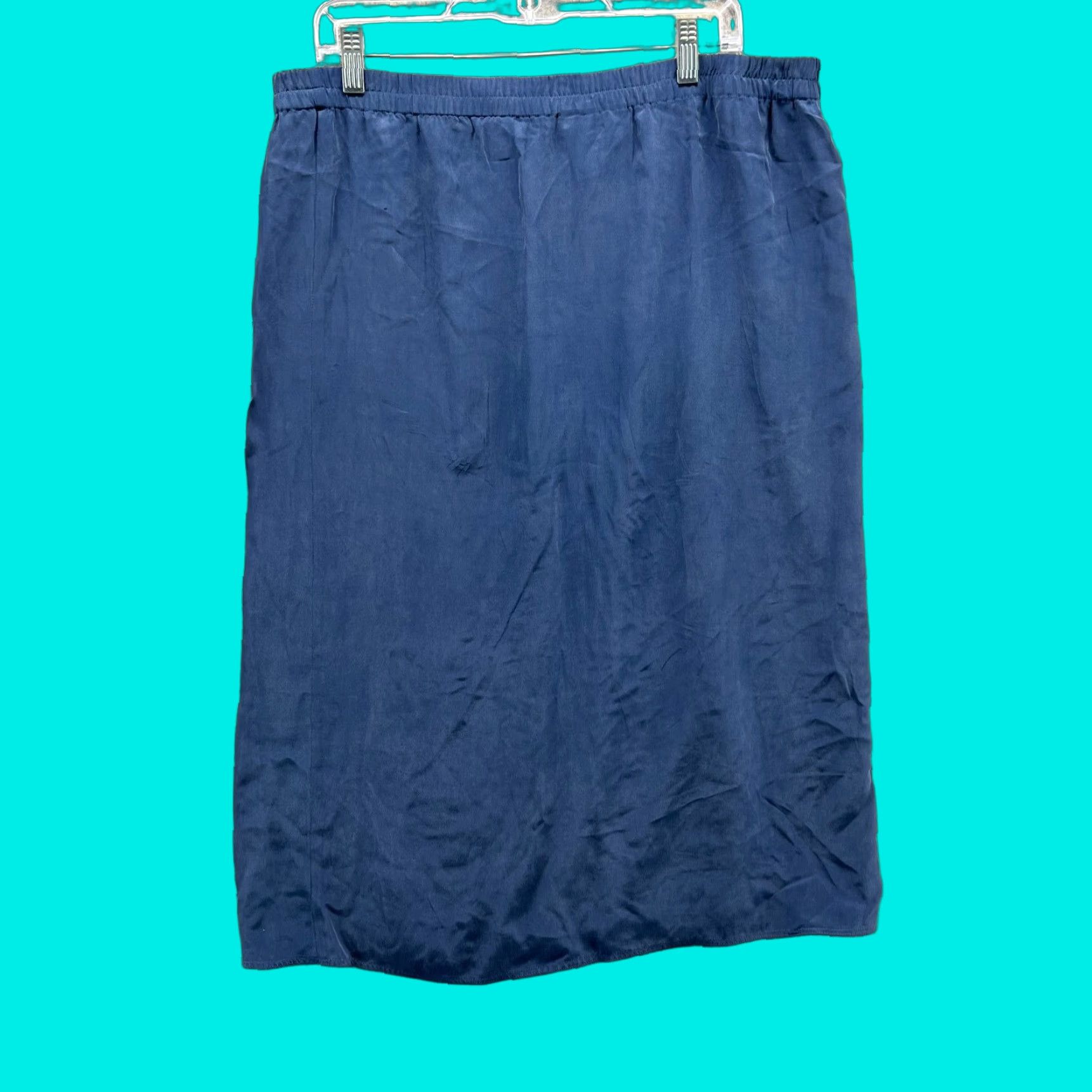 Eileen Fisher Eileen Fisher Skirt Women Medium Blue Navy Knee Length Silk Midi Pencil Straight Size 32" / US 10 / IT 46 - 1 Thumbnail
