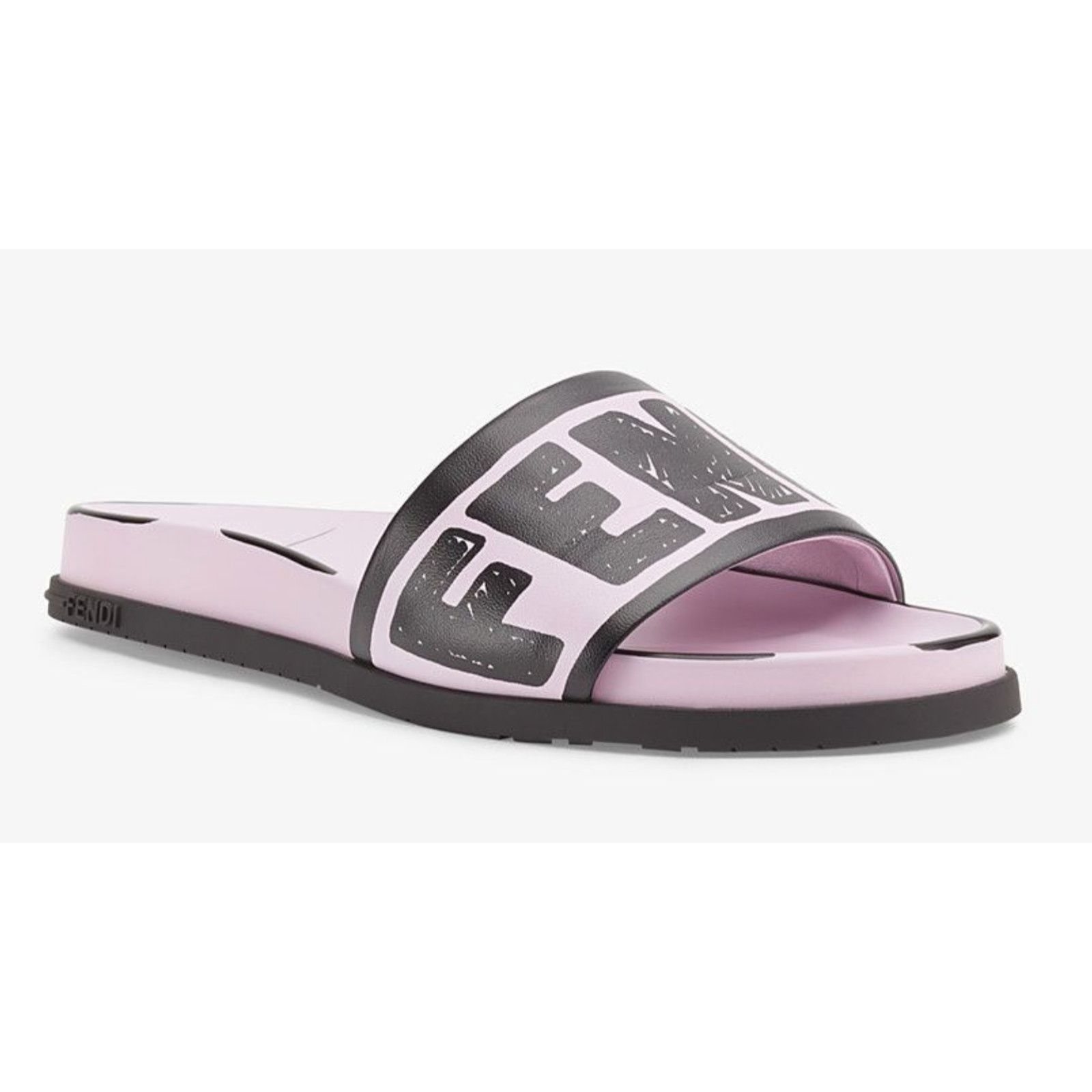 Fendi Fendi Joshua Vides Pink Black Leather Logo Mule Slide Flat Size US 5 / IT 35 - 5 Thumbnail