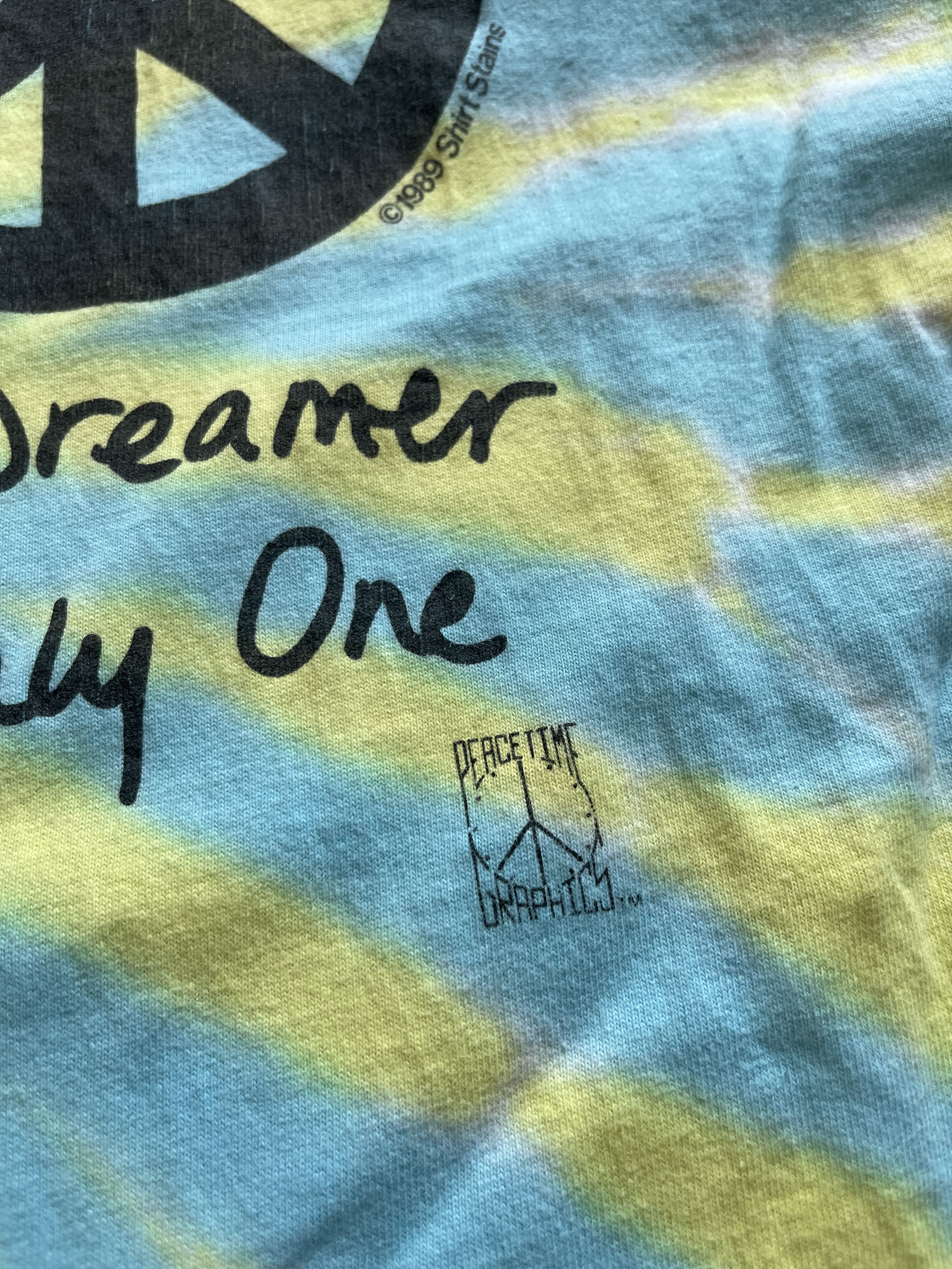 Vintage Vintage 1989 John Lennon "Imagine" Tie-Dye Shirt Size US XL / EU 56 / 4 - 3 Thumbnail