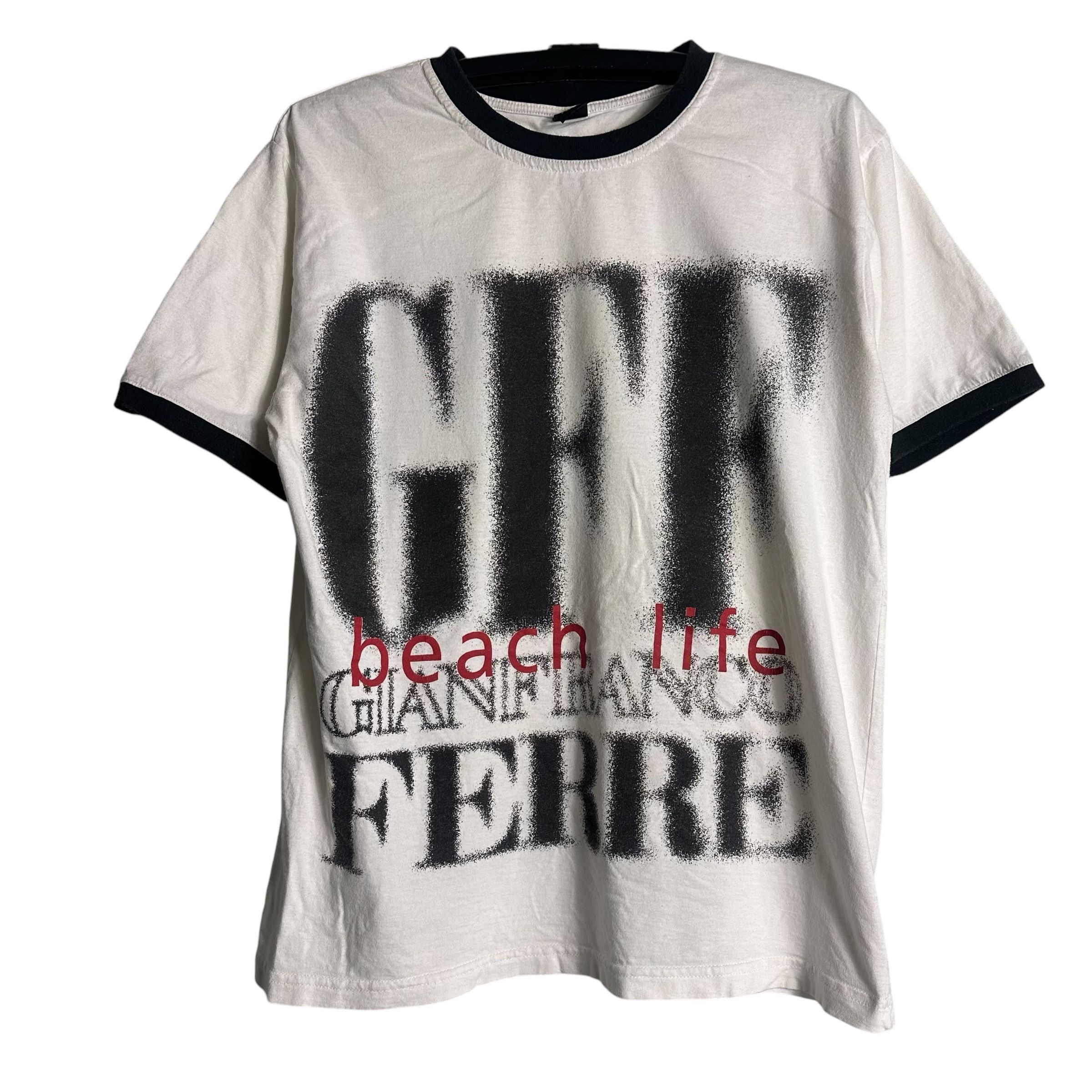 Gianfranco Ferre 🔥RARE🔥Vintage Gianfranco Ferre Spell Out Ringer Shirt Size US M / EU 48-50 / 2 - 1 Thumbnail