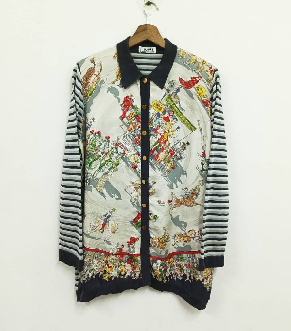 Hermes 80s Hermes Cirque Mollier Phillip Dumas Blouse Silk Cotton Size M / US 6-8 / IT 42-44 - 1 Thumbnail