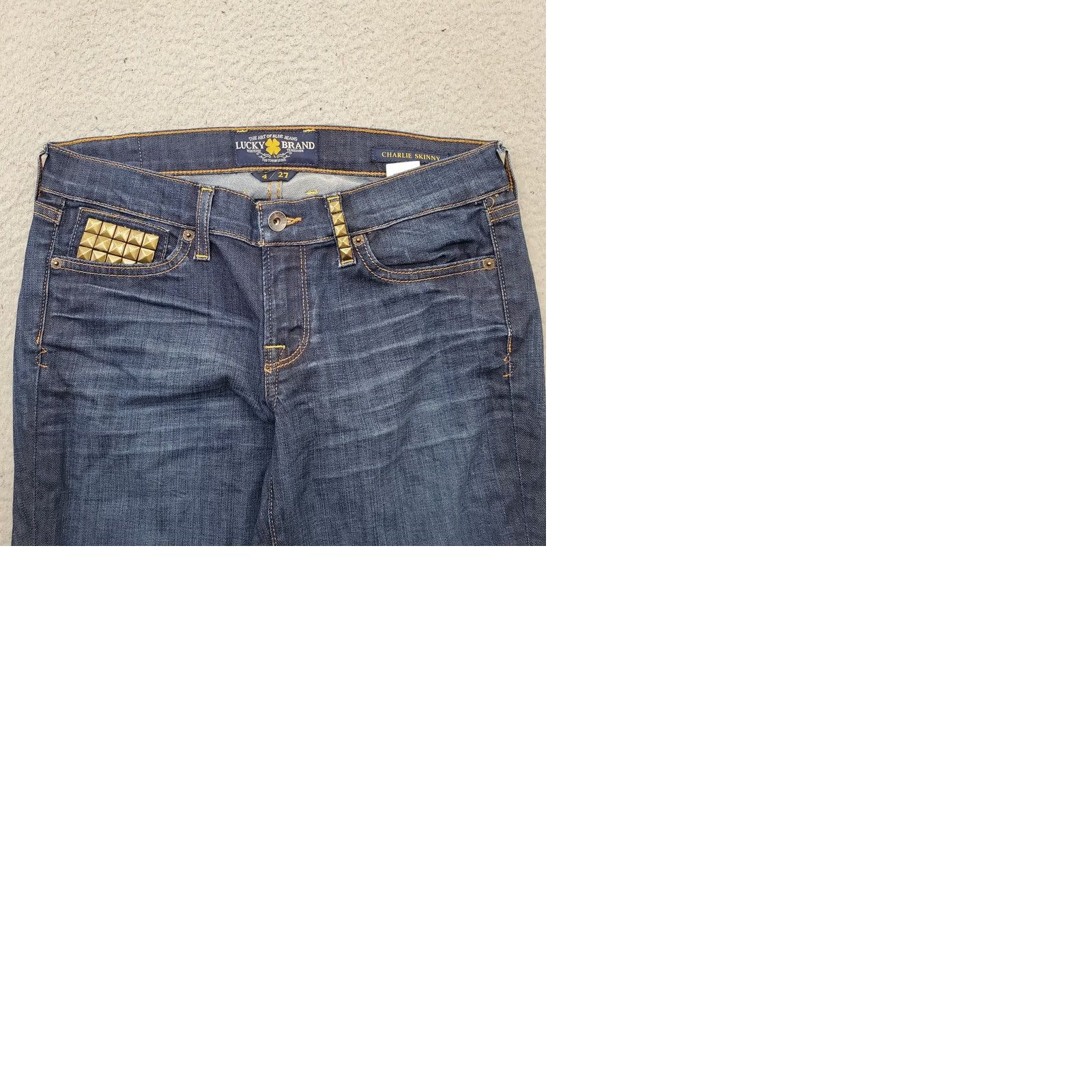 Lucky Brand Lucky Brand Charlie Skinny Jeans Women 4 Women 4 Denim Blue 5-Pocket Design Pocket Stud Embellishment Size 27" / US 4 / IT 40 - 9 Thumbnail