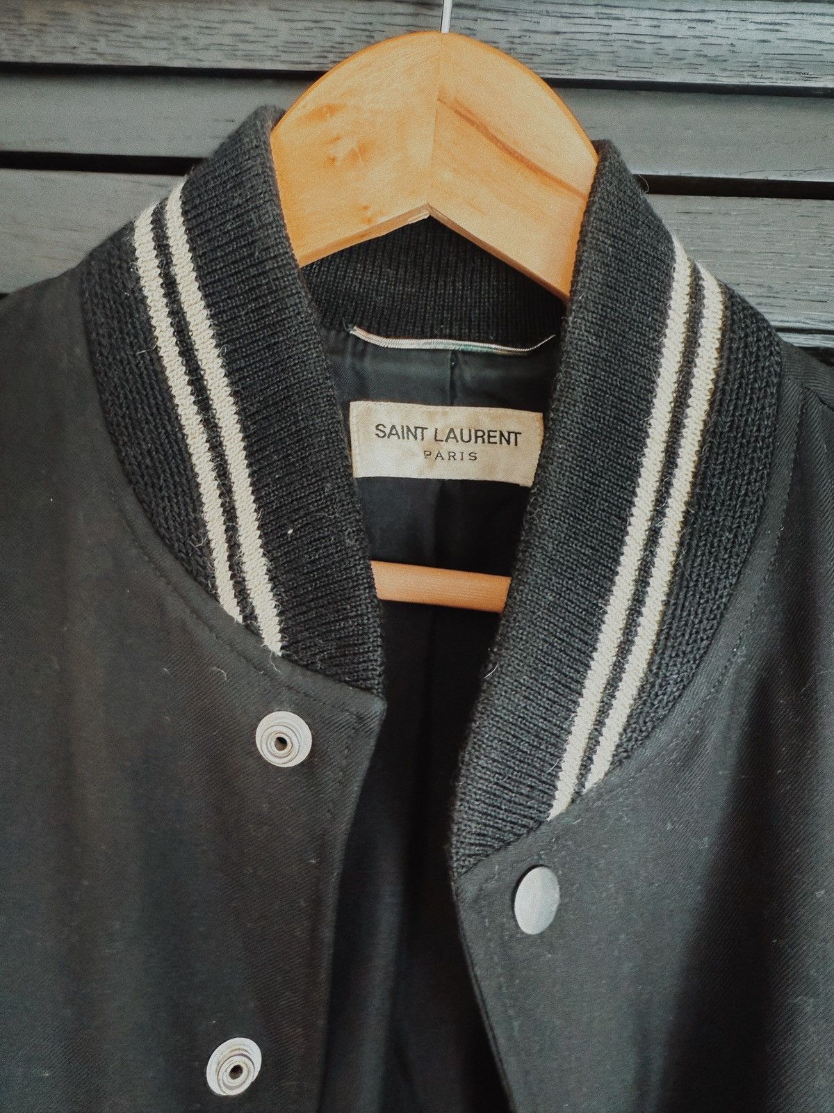 Hedi Slimane × Saint Laurent Paris × Yves Saint Laurent Black Teddy Jacket Size US S / EU 44-46 / 1 - 2 Thumbnail
