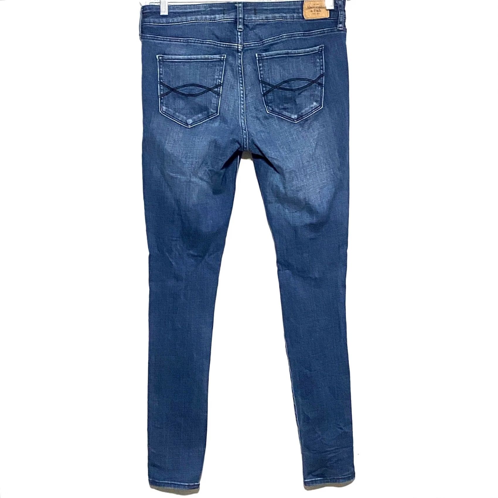 Abercrombie & Fitch Abercrombie & Fitch Signature Collection Super Skinny Jeans Womens 29 Distressed Grunge Punk Rock Denim Slim Stretch 5-Pocket Casual YeK Size 29" - 2 Thumbnail