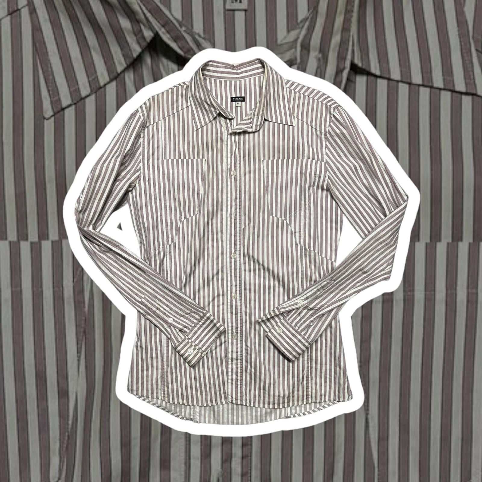 Versace Versace Striped Long Sleeve Shirt - Medium Size US M / EU 48-50 / 2 - 1 Thumbnail
