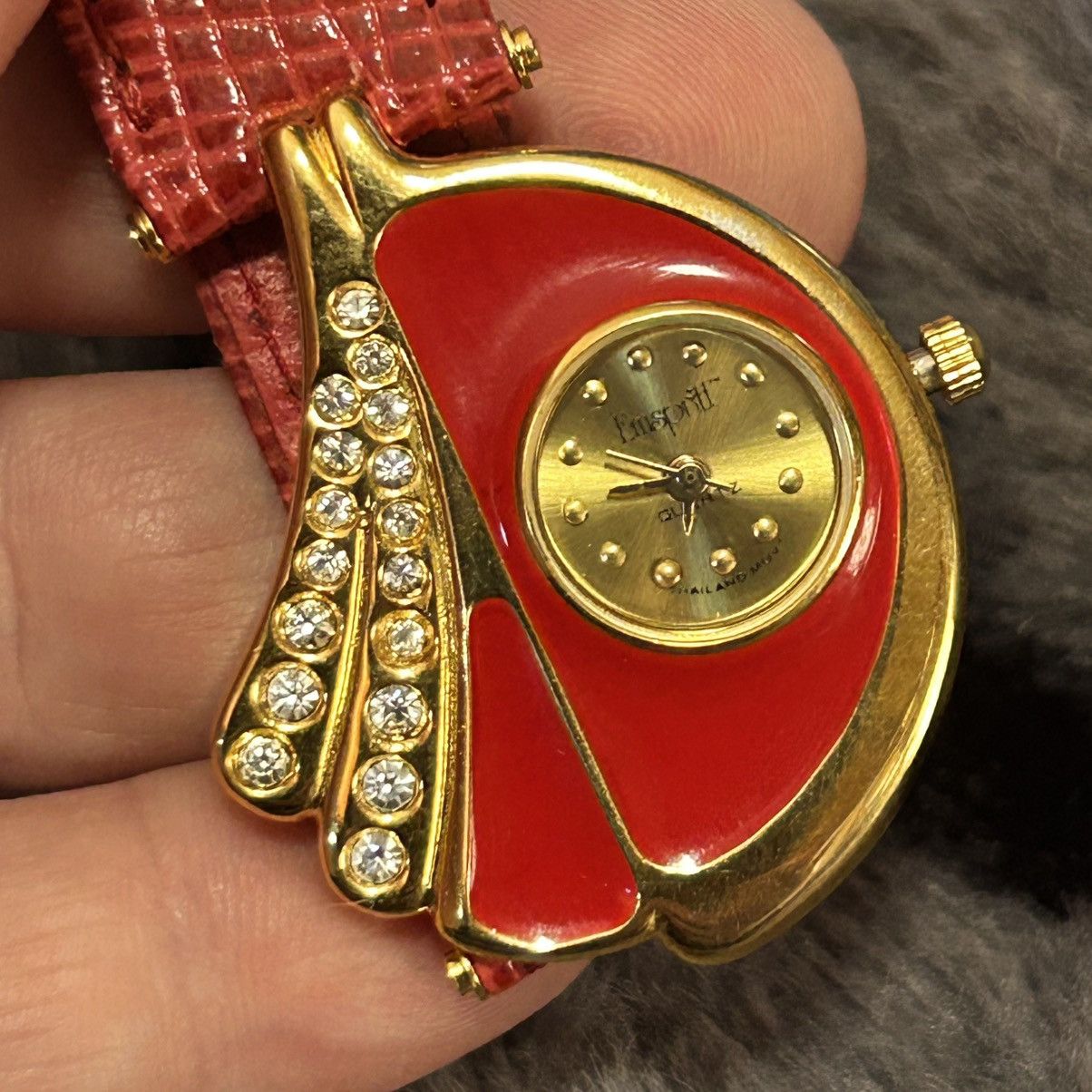 Vintage Rare Vintage 80s Emspritt red croc genuine leather watch Size ONE SIZE - 3 Thumbnail