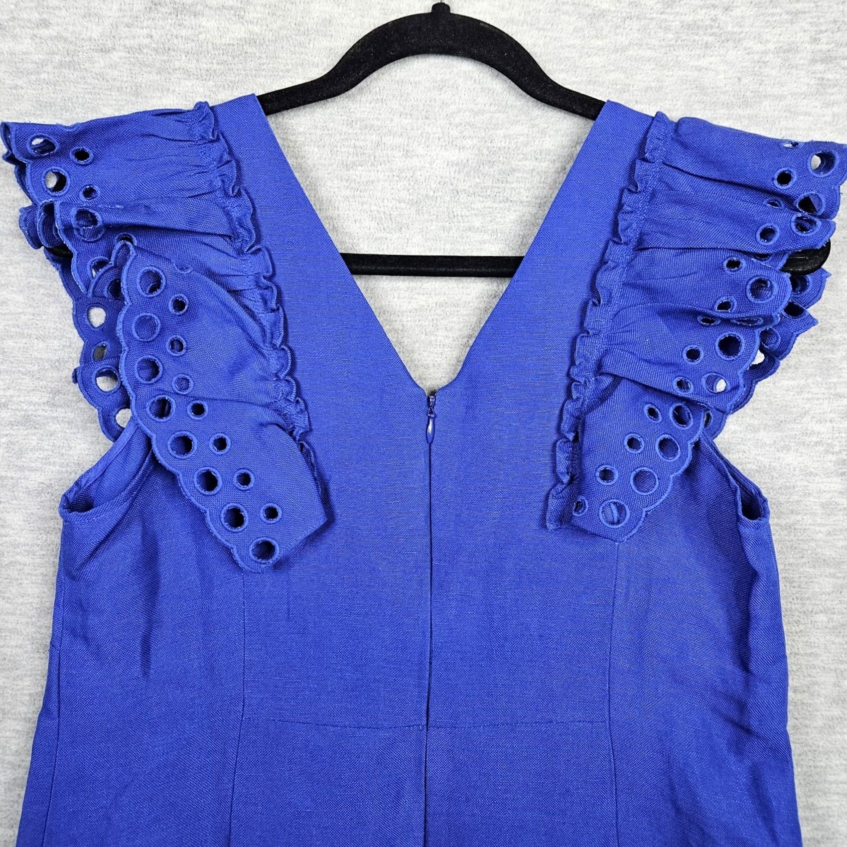 J.Crew J.CREW Collection Women's Blue Ruffle Shoulder V-neck Petite Dress Size 6 NEW Size M / US 6-8 / IT 42-44 - 3 Thumbnail