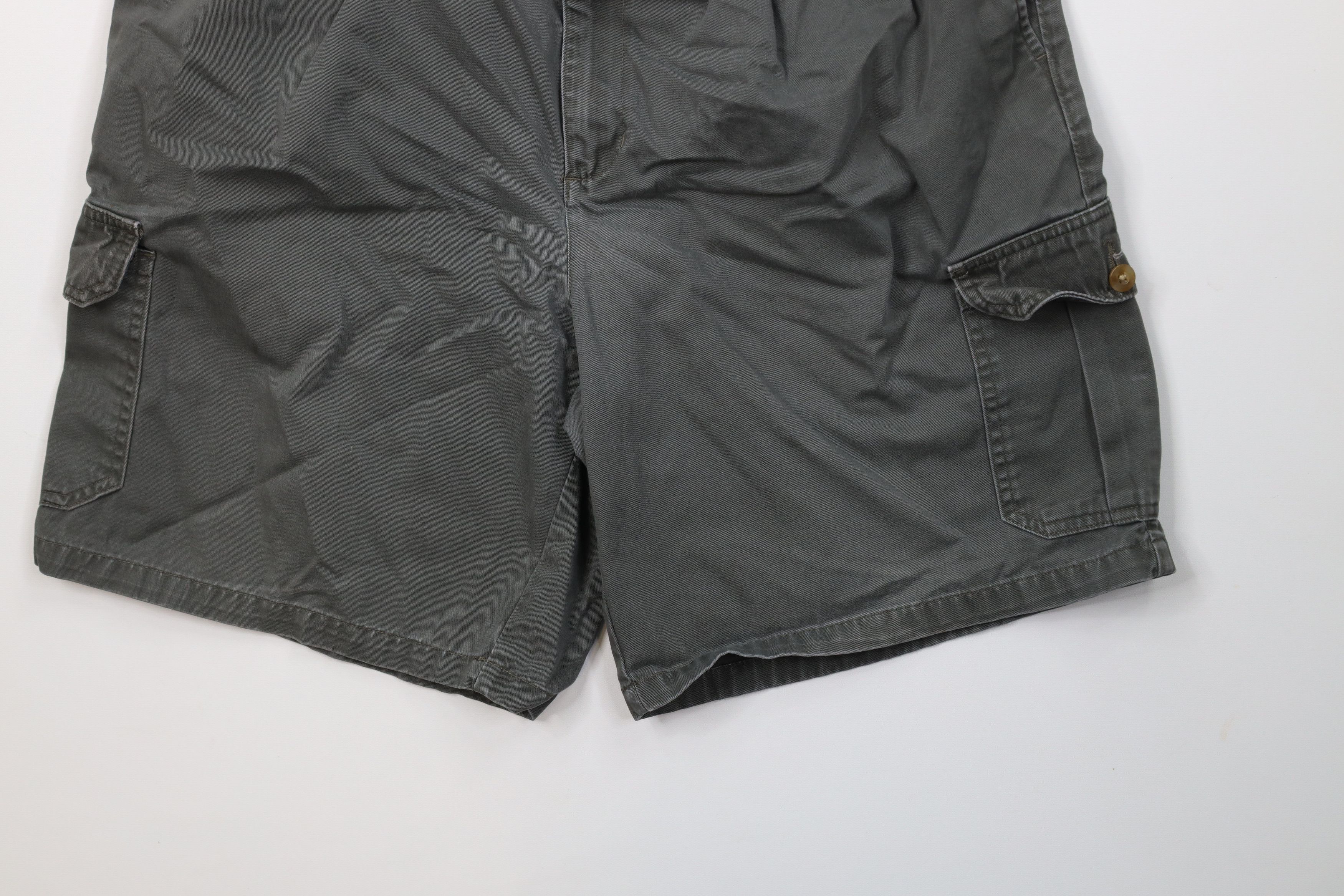 Vintage Vintage 90s Streetwear Above Knee Cargo Shorts Green Cotton Size US 36 / EU 52 - 4 Thumbnail
