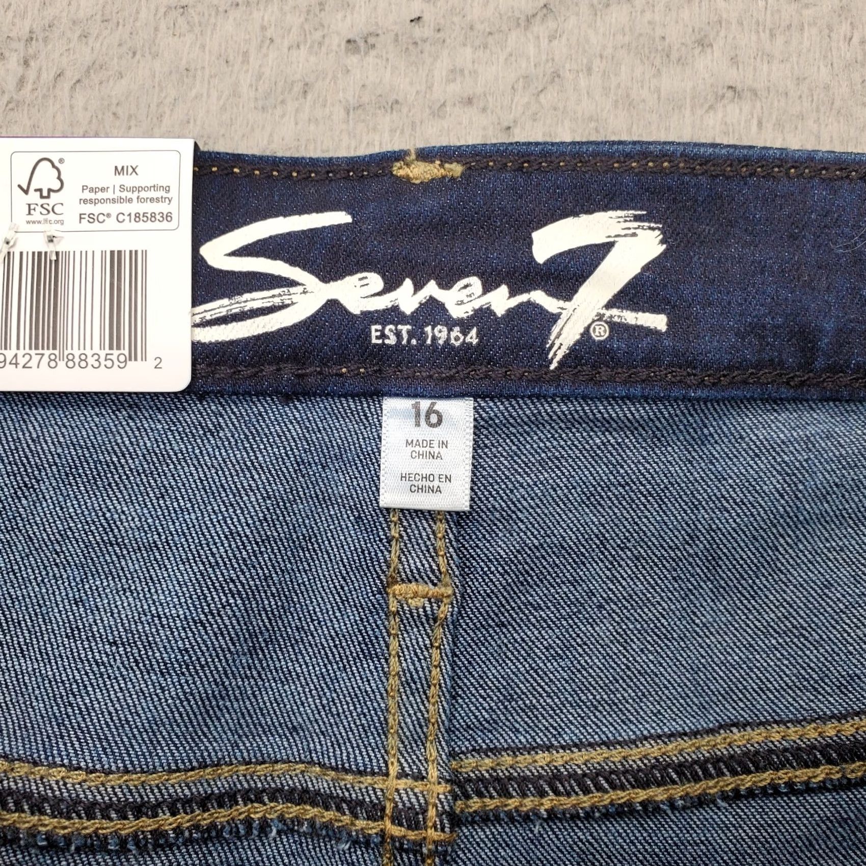 Vintage Seven7 Skinny Jeans Women's 16 Blue Denim High Rise 5-Pocket Dark Wash Jeans Size 38" / US 16 / IT 52 - 6 Thumbnail