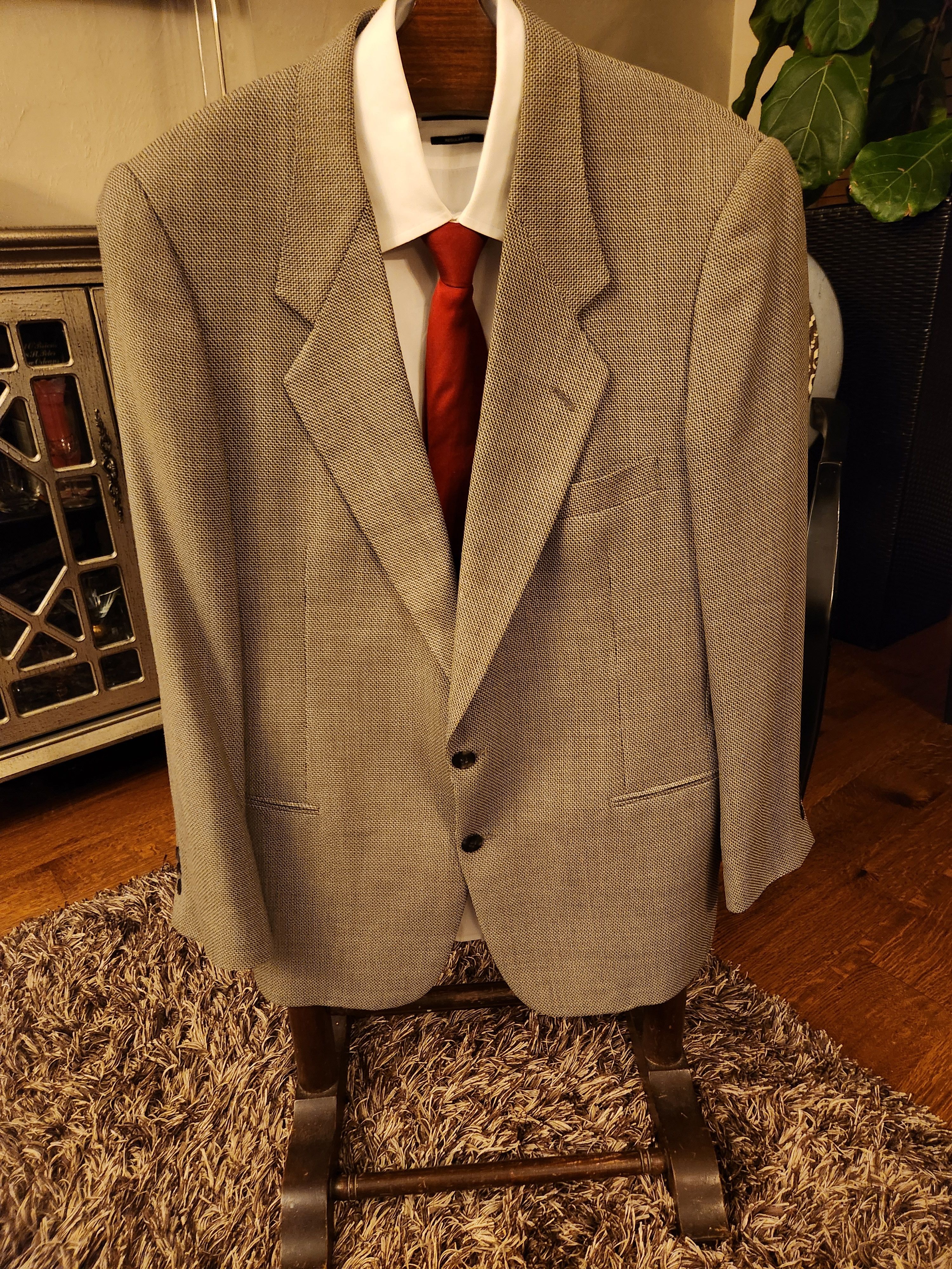 Vintage Vintage 90's Riserva Men's Mini Houndstooth Blazer Size 42R - 1 Thumbnail
