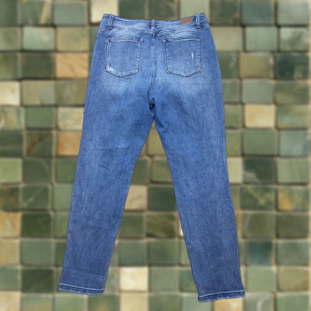 Denime Judy Blue Jeans Womens 15 / 32 Boyfriend Fit Distressed Dark Wash Denim Blue Size 24" / US 00 / IT 34 - 1 Thumbnail