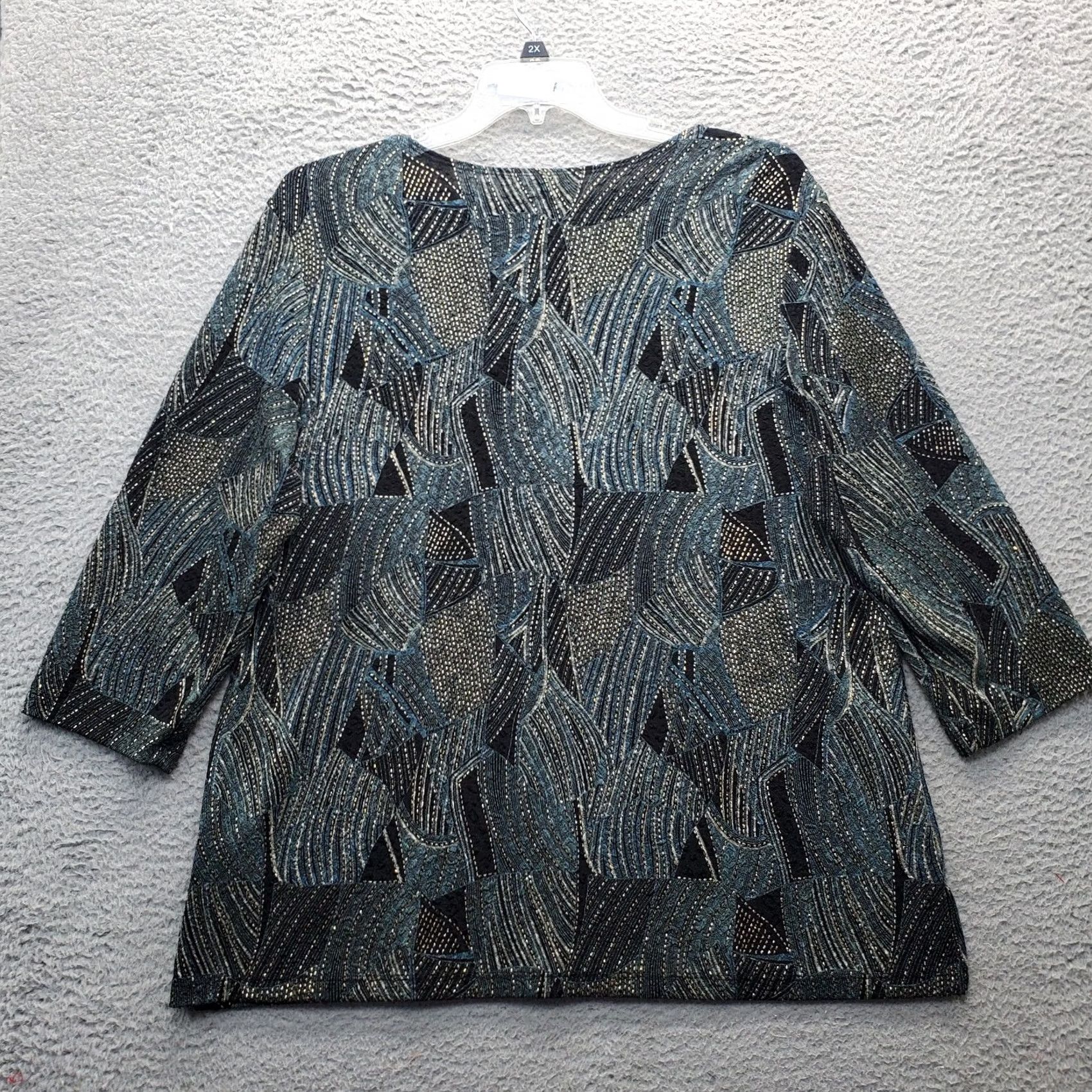 JM Collection JM Collection Blouse Womens 2X Multicolor Round Neck 3/4 Sleeve Pullover Shirt Size XXL / US 16-18 / IT 52-54 - 2 Thumbnail