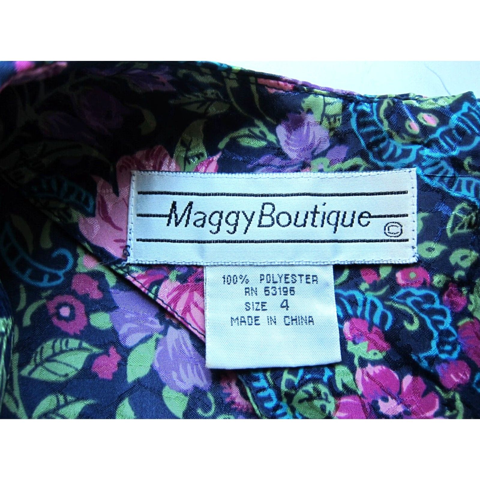 Vintage Vtg Maggy Boutique 80s Floral Short Sleeve Wiggle Dress 4 Size 27" / US 4 / IT 40 - 3 Thumbnail