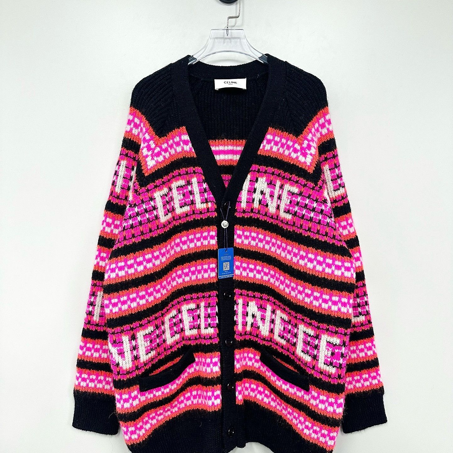Celine Celine Jacquard Logo V-Neck Cardigan Size XS Size US XS / EU 42 / 0 - 1 Thumbnail