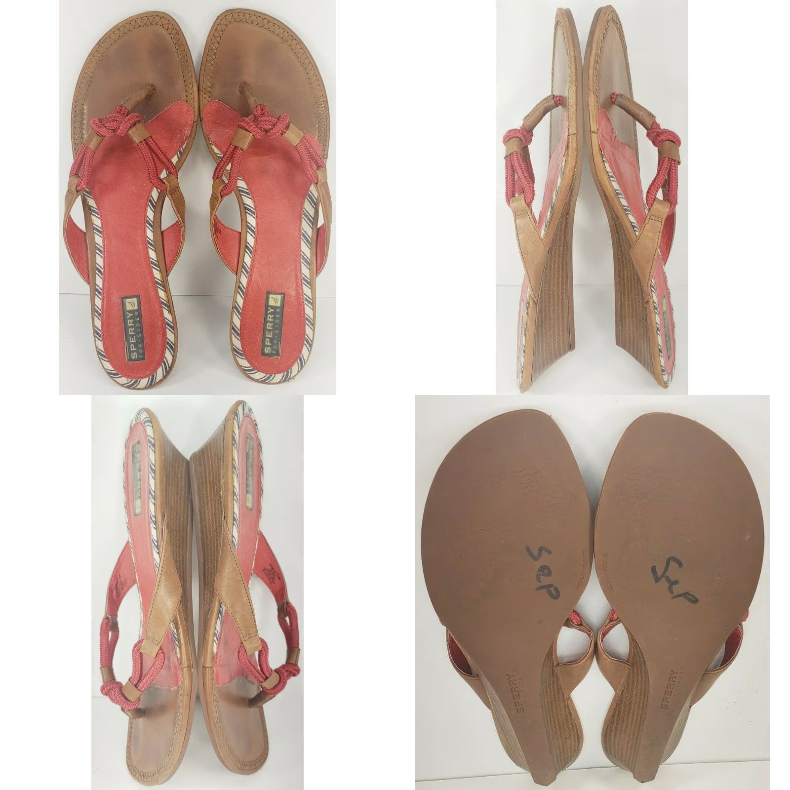 Sperry Sperry Top-Sider Women's Wedge Sandal Size 10M Red Slip On Non-Marking Thong Casual Rope Work Size L / US 10 / IT 46 - 8 Thumbnail
