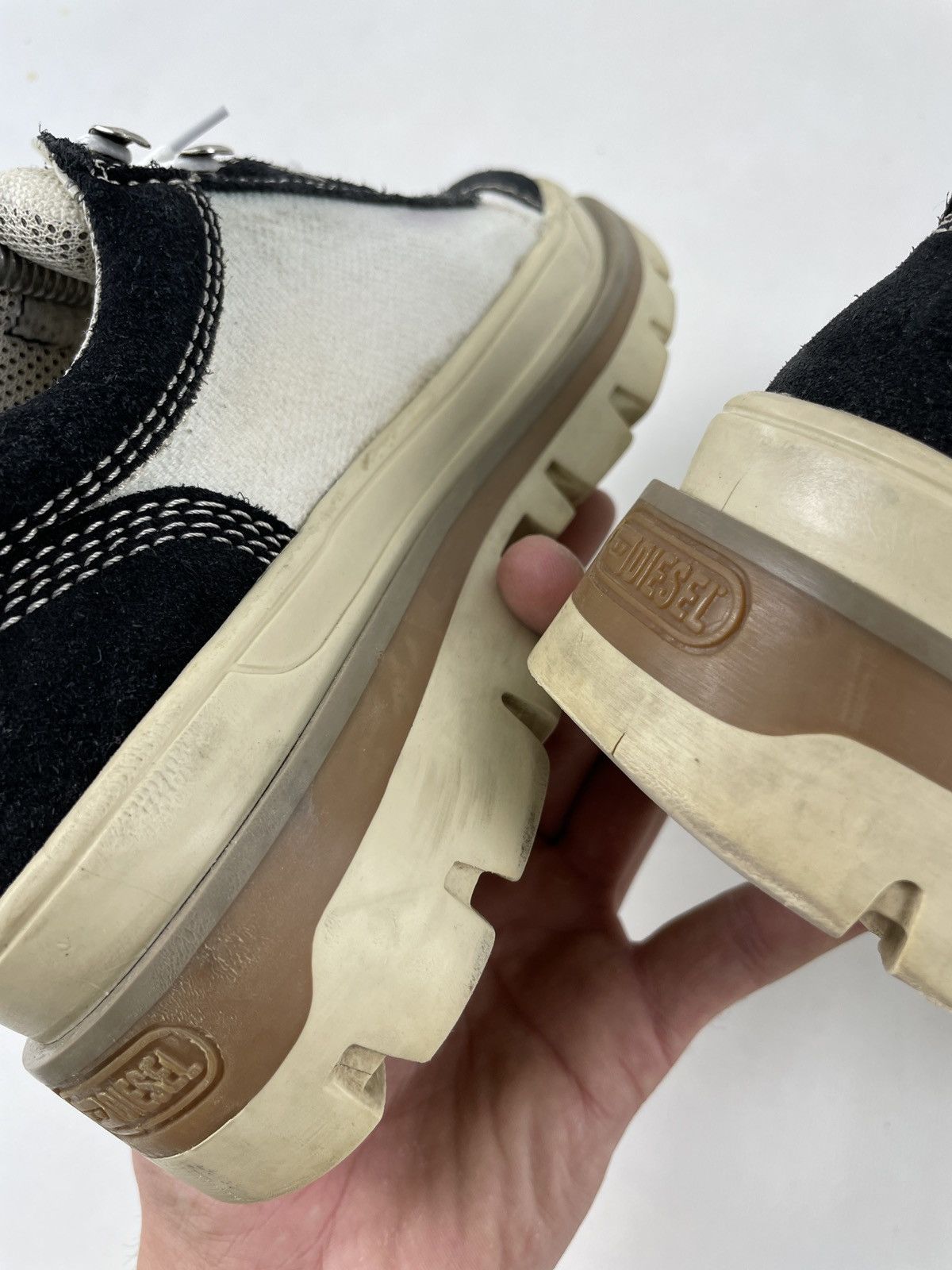 Diesel × Diesel Black Gold × Vintage 90's Platforms Chunky High Sole Low-Top Laces Heavy Boots Size US 8 / IT 38 - 21 Thumbnail