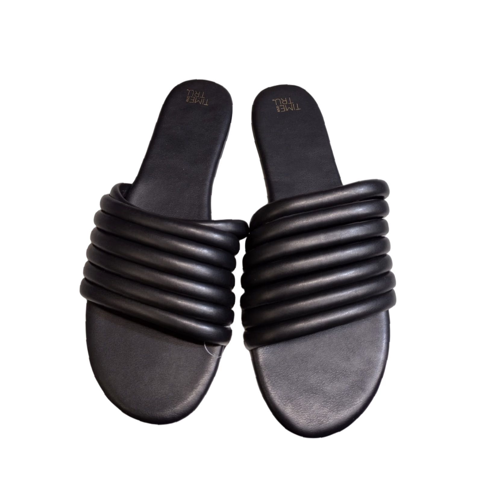 Vintage Time and Tru Women's Sandal Black Memory Foam Size 11 Multi-Band Slide Flat Size US 11 / IT 41 - 1 Thumbnail