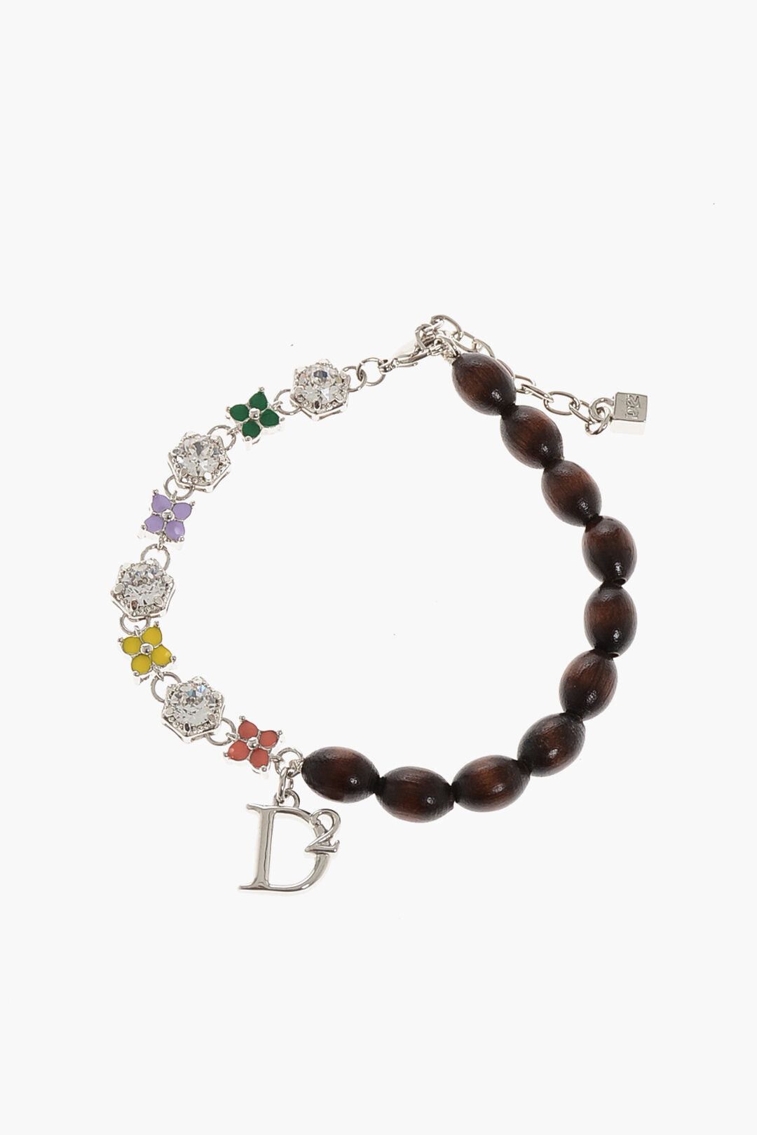 Dsquared2 Half-Charms and Half Wooden-Bead Bracelet Size ONE SIZE - 1 Thumbnail
