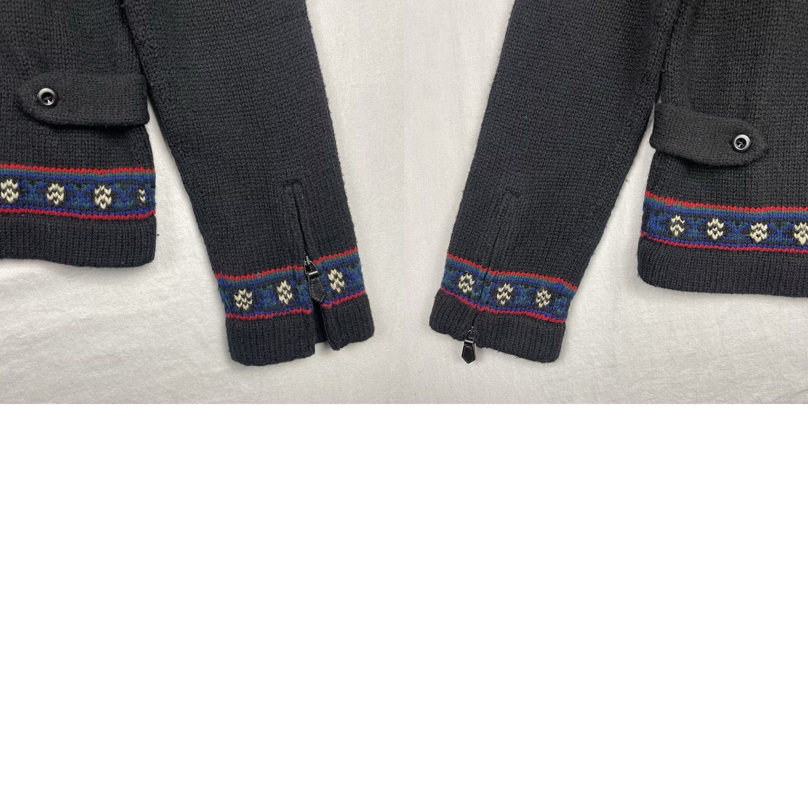 Polo Ralph Lauren Polo Ralph Lauren Sweater Mens Medium Black Hand Knit Zip Fair Isle Lambs Wool Size US M / EU 48-50 / 2 - 9 Thumbnail