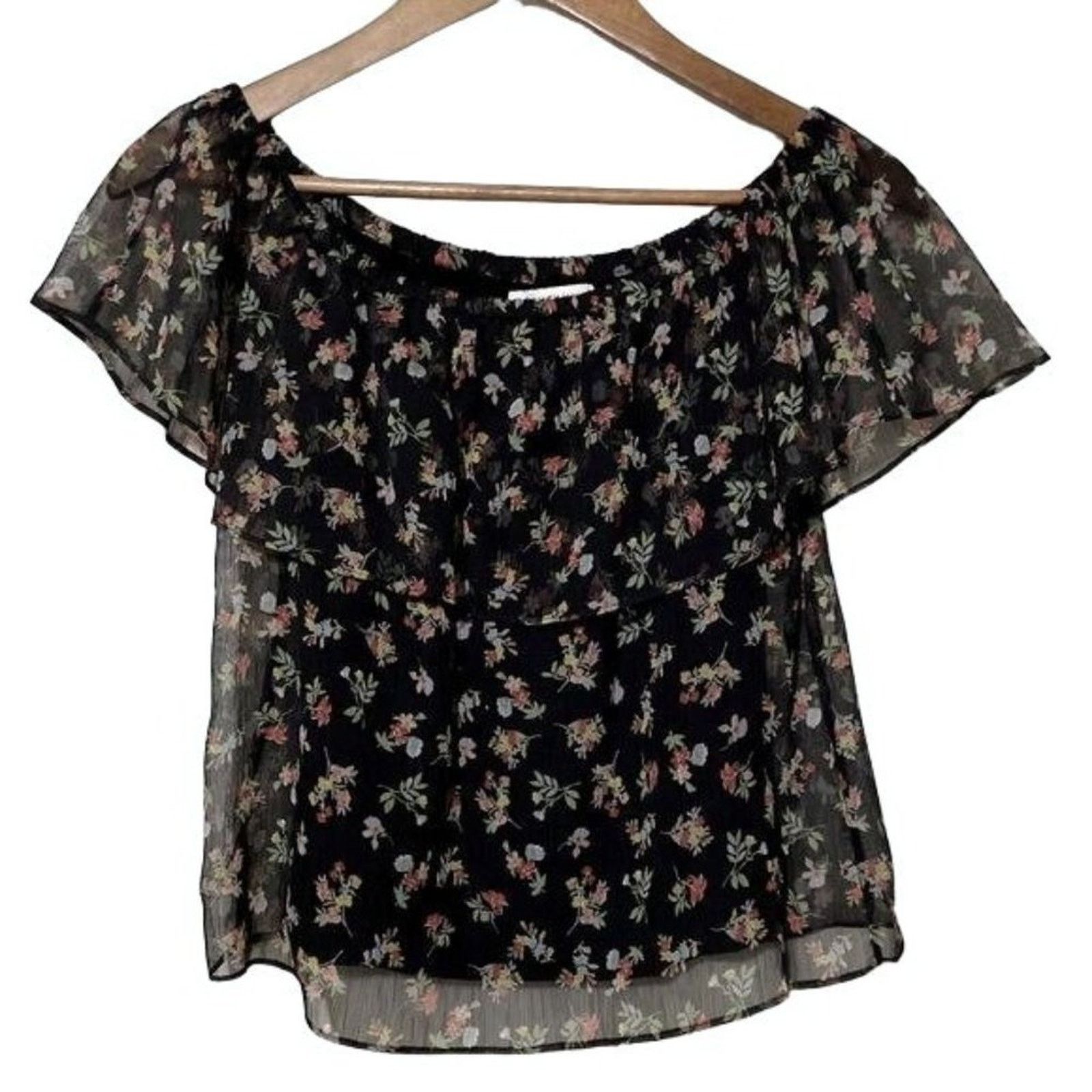 Bailey 44 Bailey 44 Womens Off Shoulder Black Floral Blouse XS Size XS / US 0-2 / IT 36-38 - 1 Thumbnail