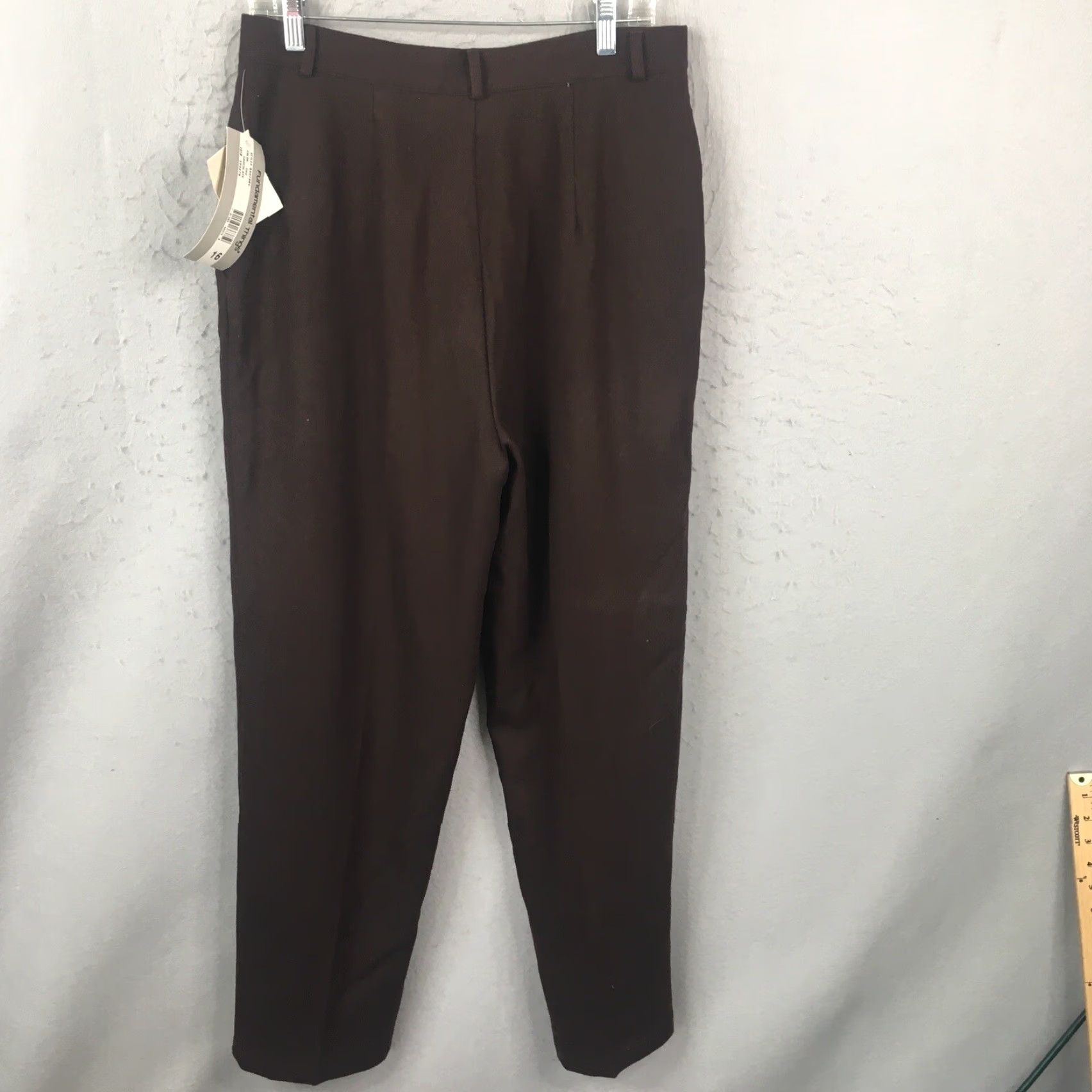 Vintage VINTAGE Fundamental Things Pants Women 16 Brown 100% Wool Career Academia Office NEW VTG Size 31" - 2 Thumbnail