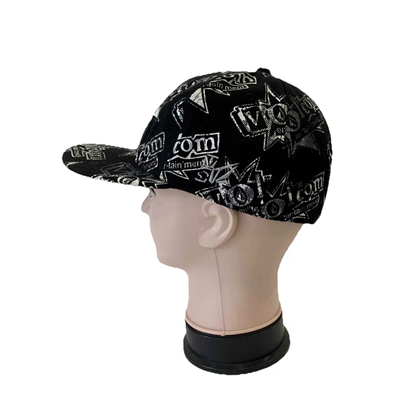 Volcom VINTAGE Volcom Fitted Hat Black White All Over Print Logo Y2K Streetwear Skate Cap Size 7 Mens Size ONE SIZE - 6 Thumbnail