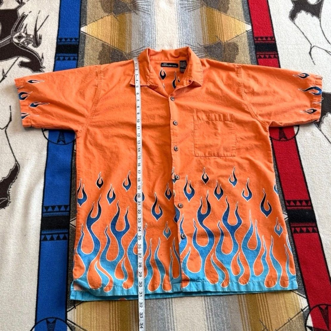 Vintage VINTAGE No Boundaries Shirt Size Large Y2K Grunge Skater Flames Orange Size US L / EU 52-54 / 3 - 8 Thumbnail