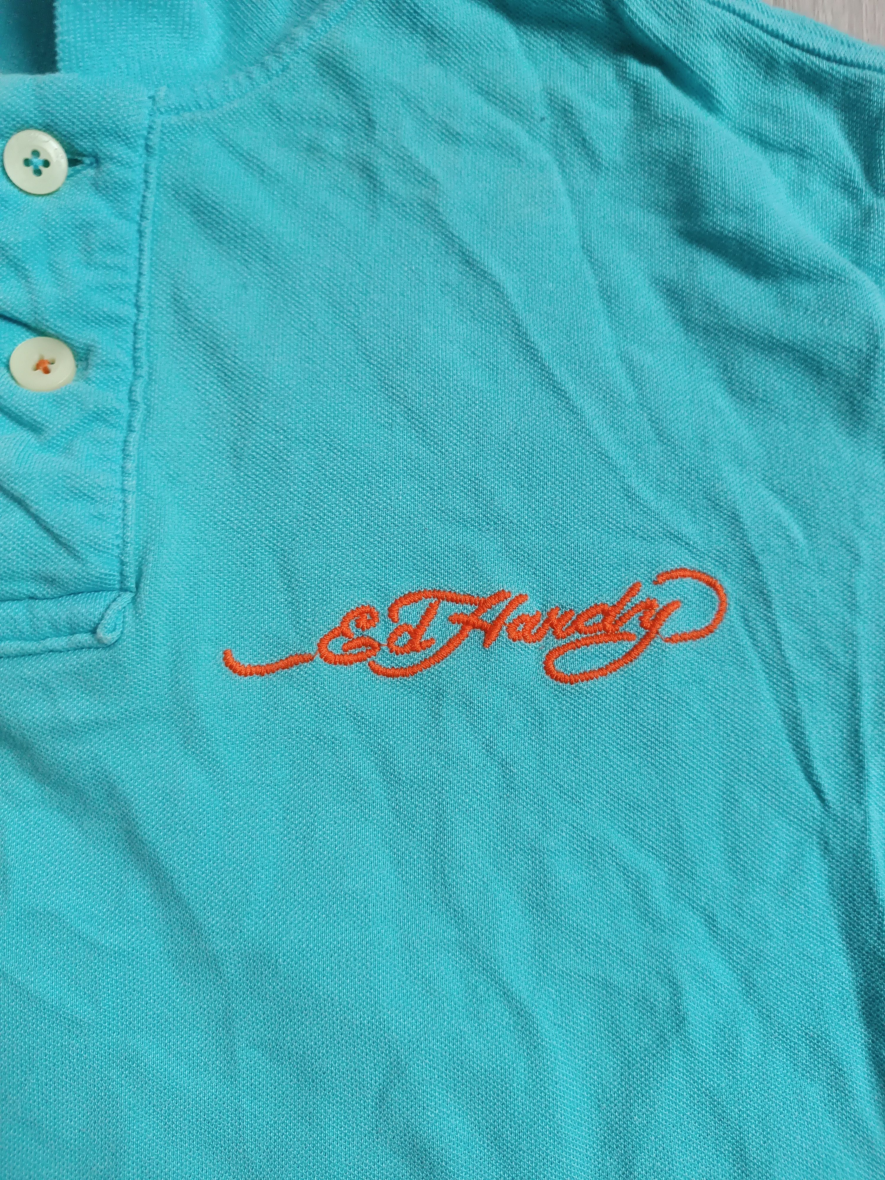 Ed Hardy Vitnage y2k style ed hardy polo tee blue Size US L / EU 52-54 / 3 - 4 Thumbnail