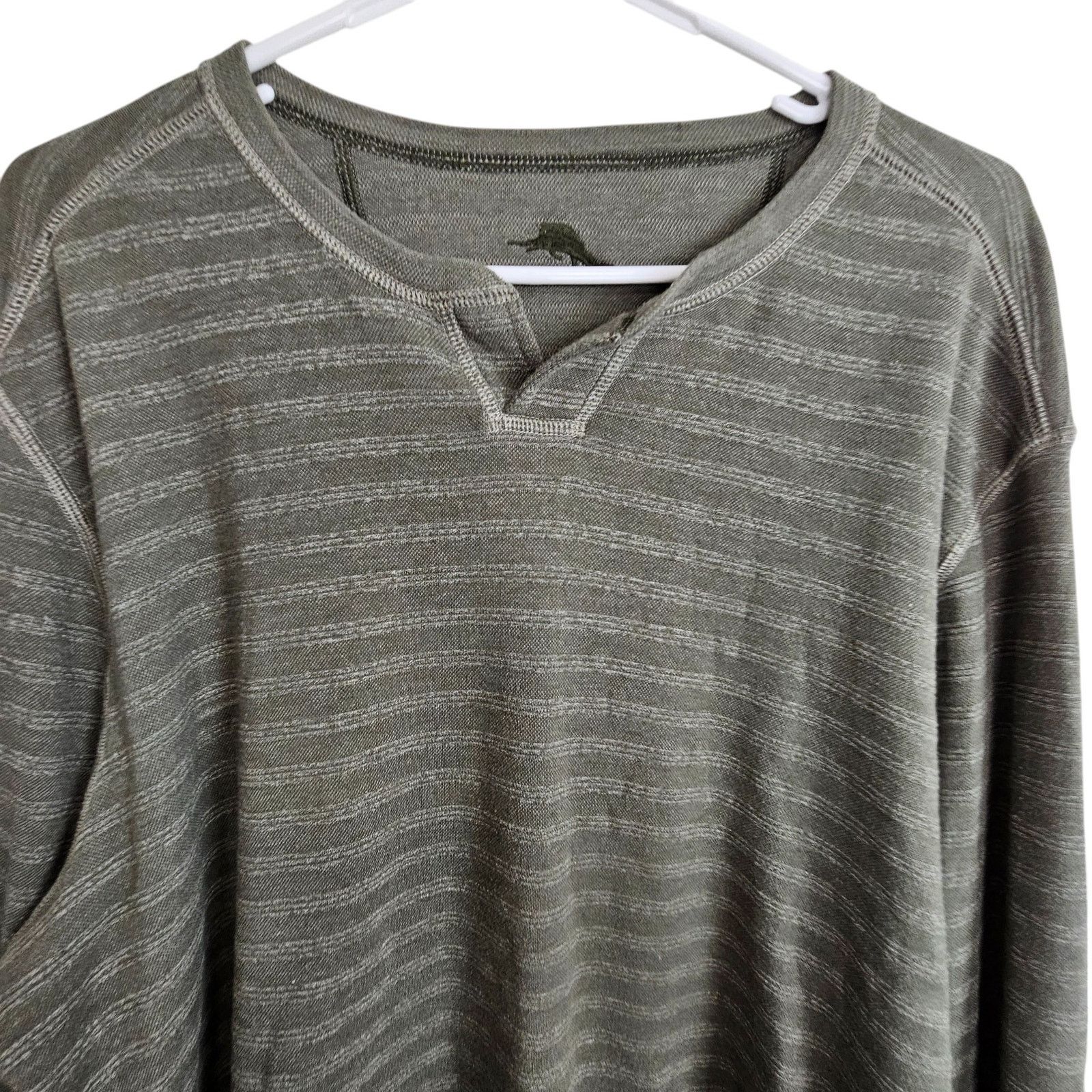 Tommy Bahama Tommy Bahama Mens Striped Henley Knit Sweater Size XL Preppy Size US L / EU 52-54 / 3 - 2 Thumbnail