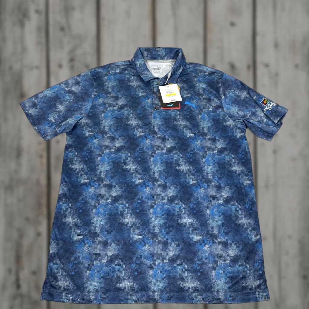 Puma Puma Shirt Mens Medium Blue Camo Paradiso Drycell Performance UPF 40 New Size US M / EU 48-50 / 2 - 1 Thumbnail