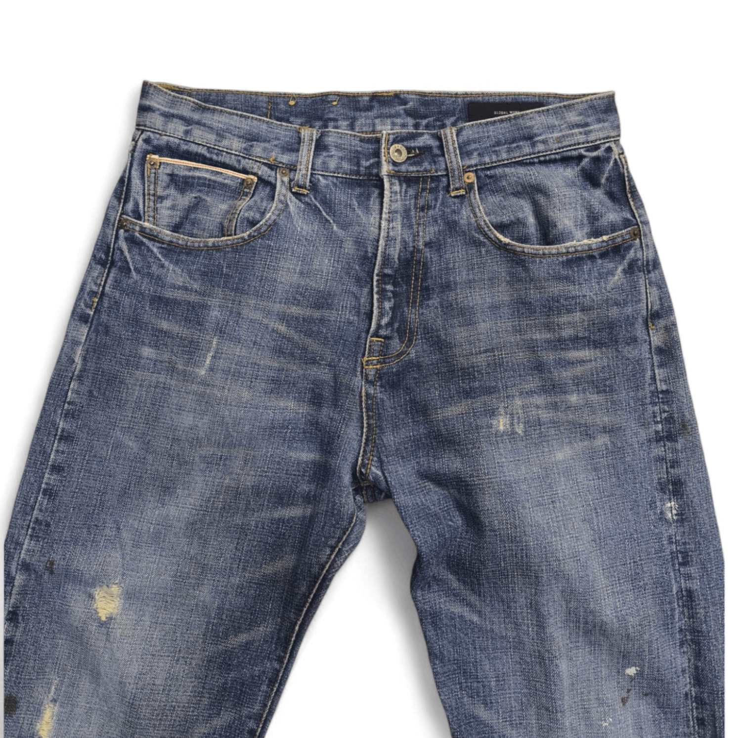 Global Work × Japanese Brand × Vintage GLOBAL WORK DISTRESSED SELVEDGE DENIM Size US 32 / EU 48 - 2 Thumbnail