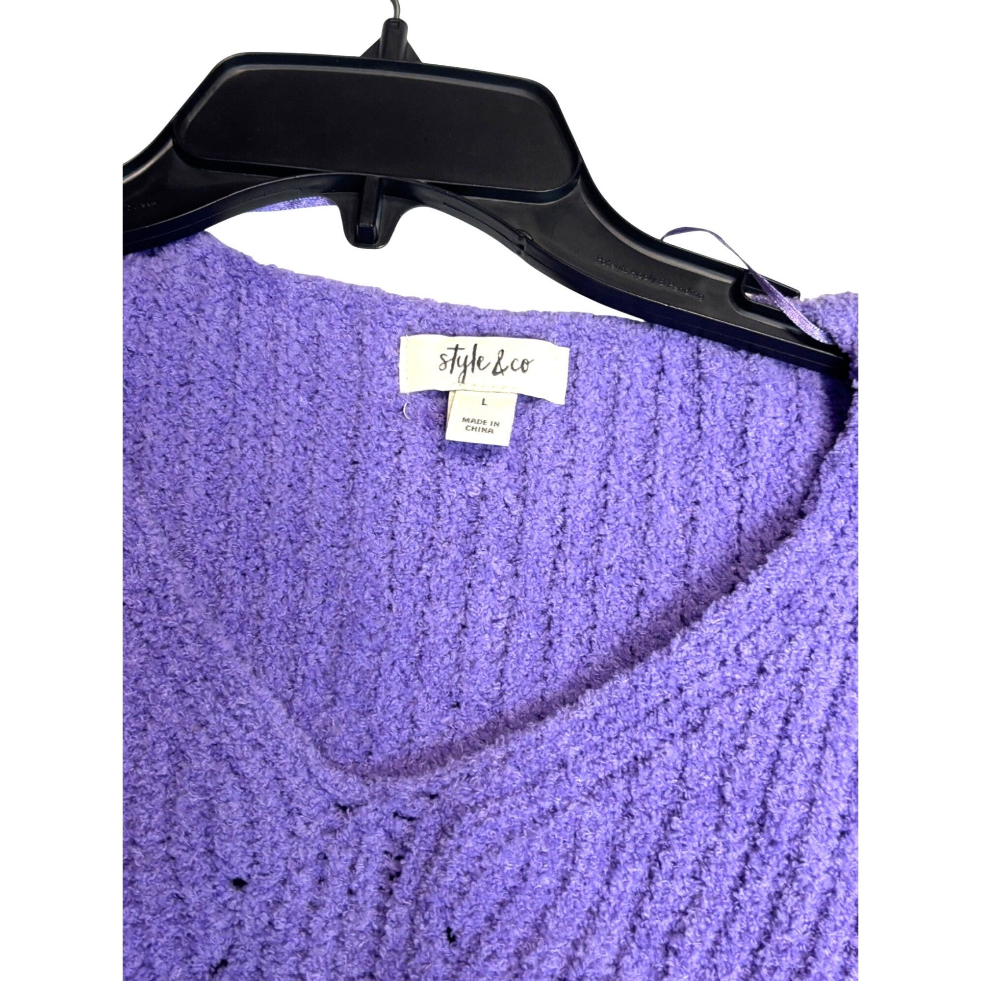 Other Style & Co Cozy Chenille V-Neck Sweater, Lilac Kiss, L Size L / US 10 / IT 46 - 6 Thumbnail