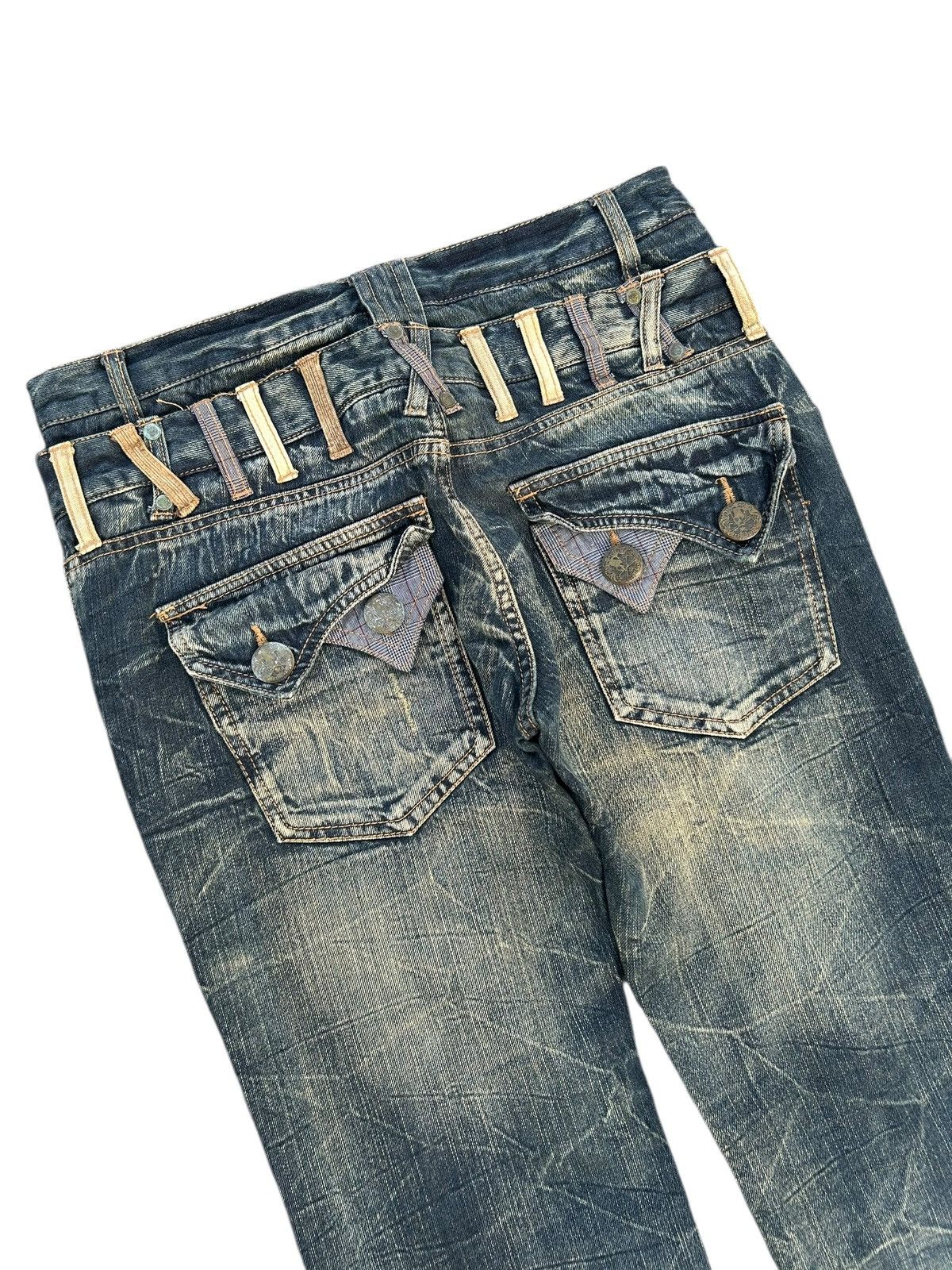 Japanese Brand × Kapital × Vintage Double Waist Skull Japanese Punk Style Denim Jeans Size US 33 - 4 Thumbnail
