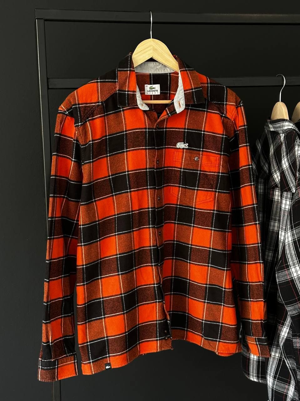Lacoste × Vintage Lacoste Vintage Heavy Flannel Orange Shirt Size US L / EU 52-54 / 3 - 2 Thumbnail