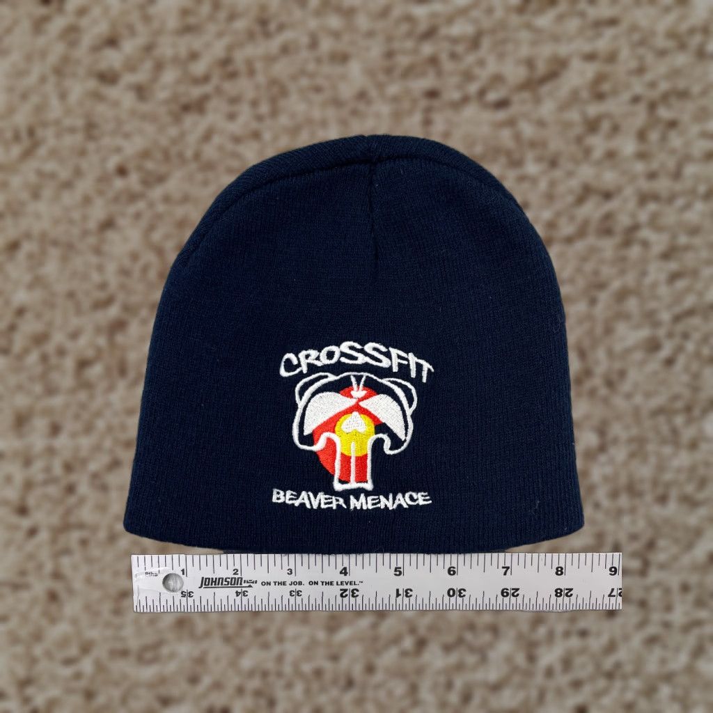 Vintage Beanie Crossfit Menace Blue Adult One Size Knit Acrylic Logo Beanie Mens Size ONE SIZE - 1 Thumbnail