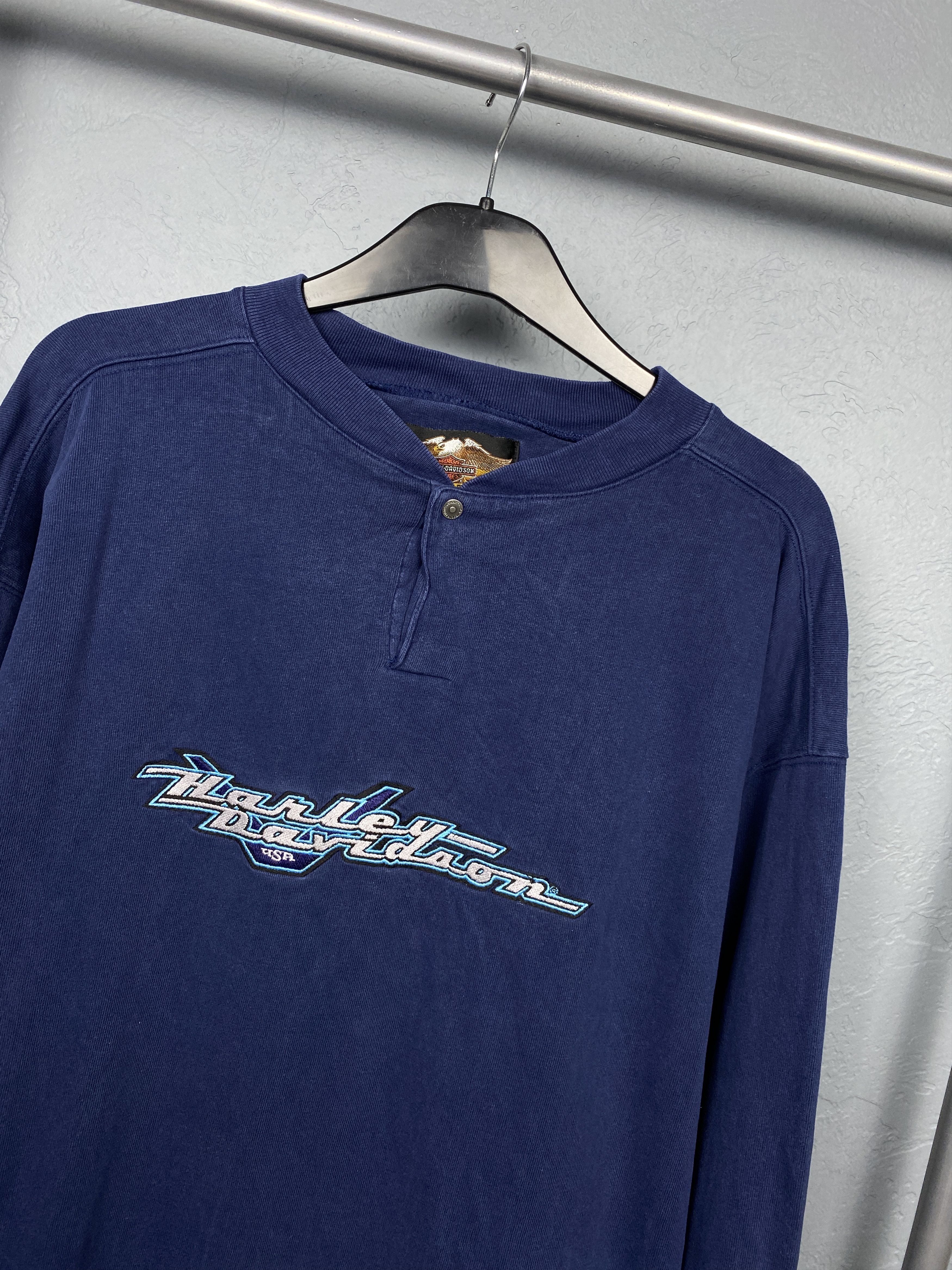 Harley Davidson × Vintage Harley Davidson 90s Vintage Mens Long Sleeve T-Shirt Size US XL / EU 56 / 4 - 2 Thumbnail