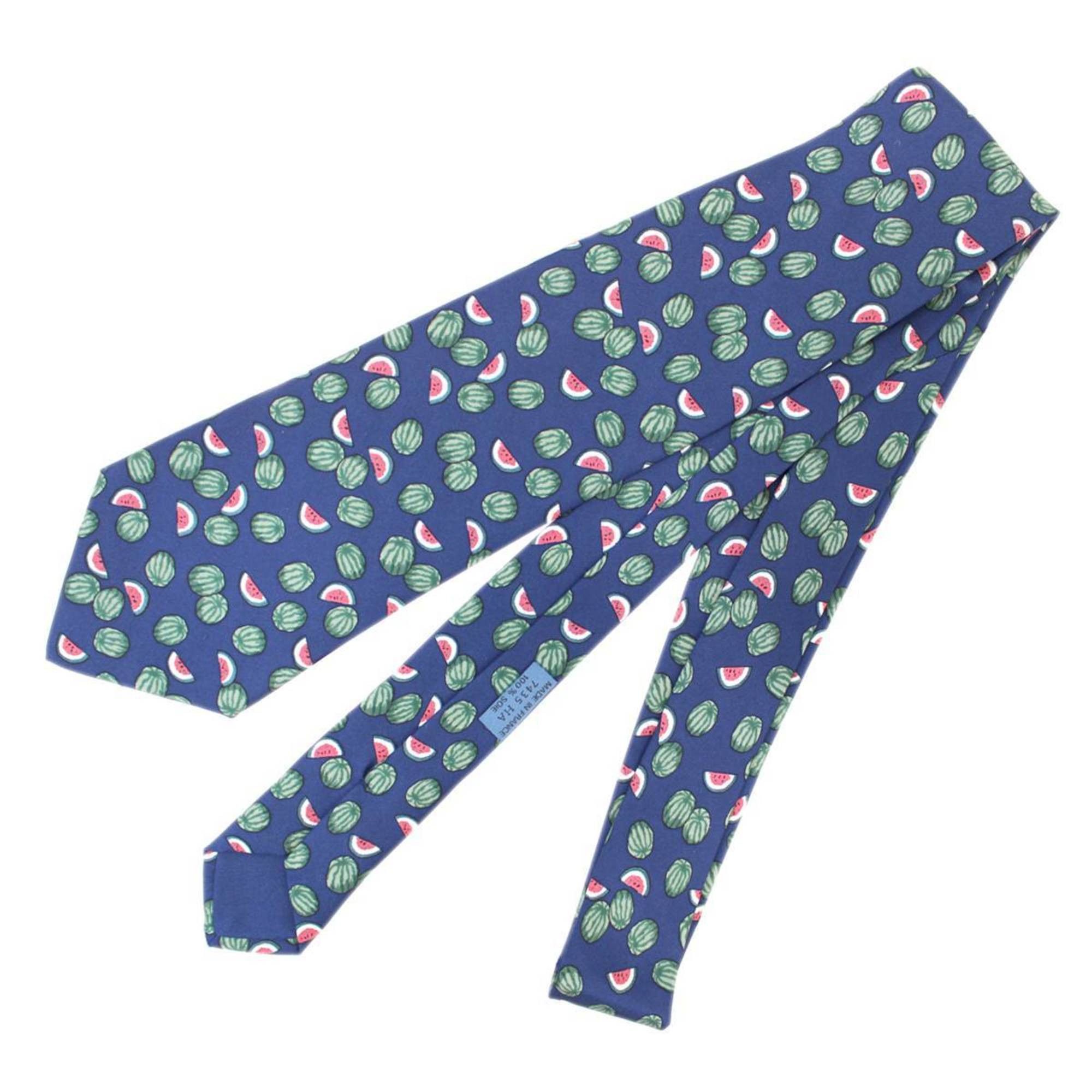 Hermes HERMES Necktie with watermelon pattern, 100% silk, navy Size ONE SIZE - 1 Thumbnail