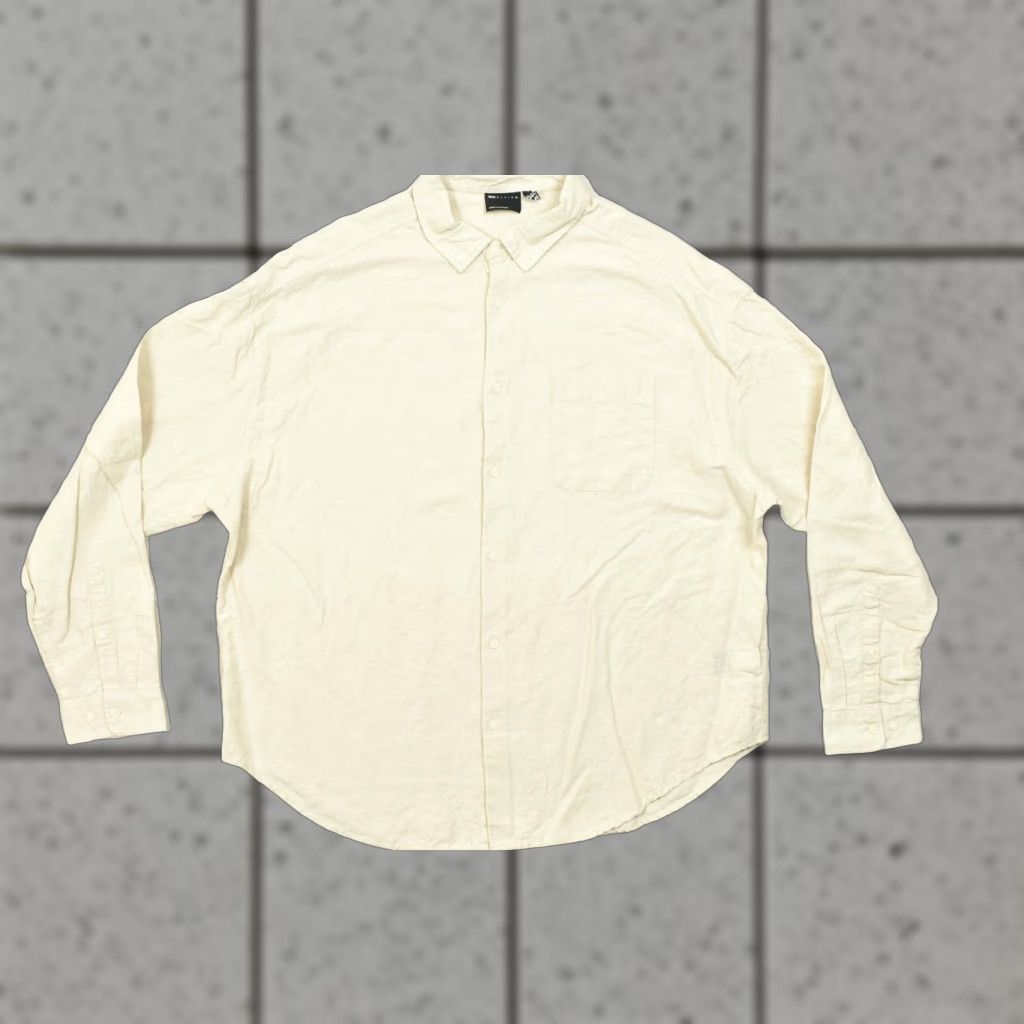 Asos ASOS DESIGN Shirt Men 2XL Linen Blend Long Sleeve Button-Down Cream Beige 46-4 Size US XXL / EU 58 / 5 - 1 Thumbnail