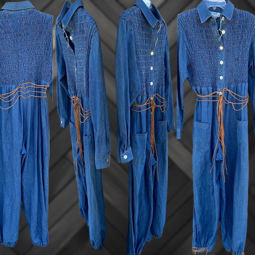 Vintage VINTAGE d. Frank Denim Jumpsuit Shirt 10 80s 90s Made In USA Blue Womens/Mens (see pics) Size 32" / US 10 / IT 46 - 1 Thumbnail