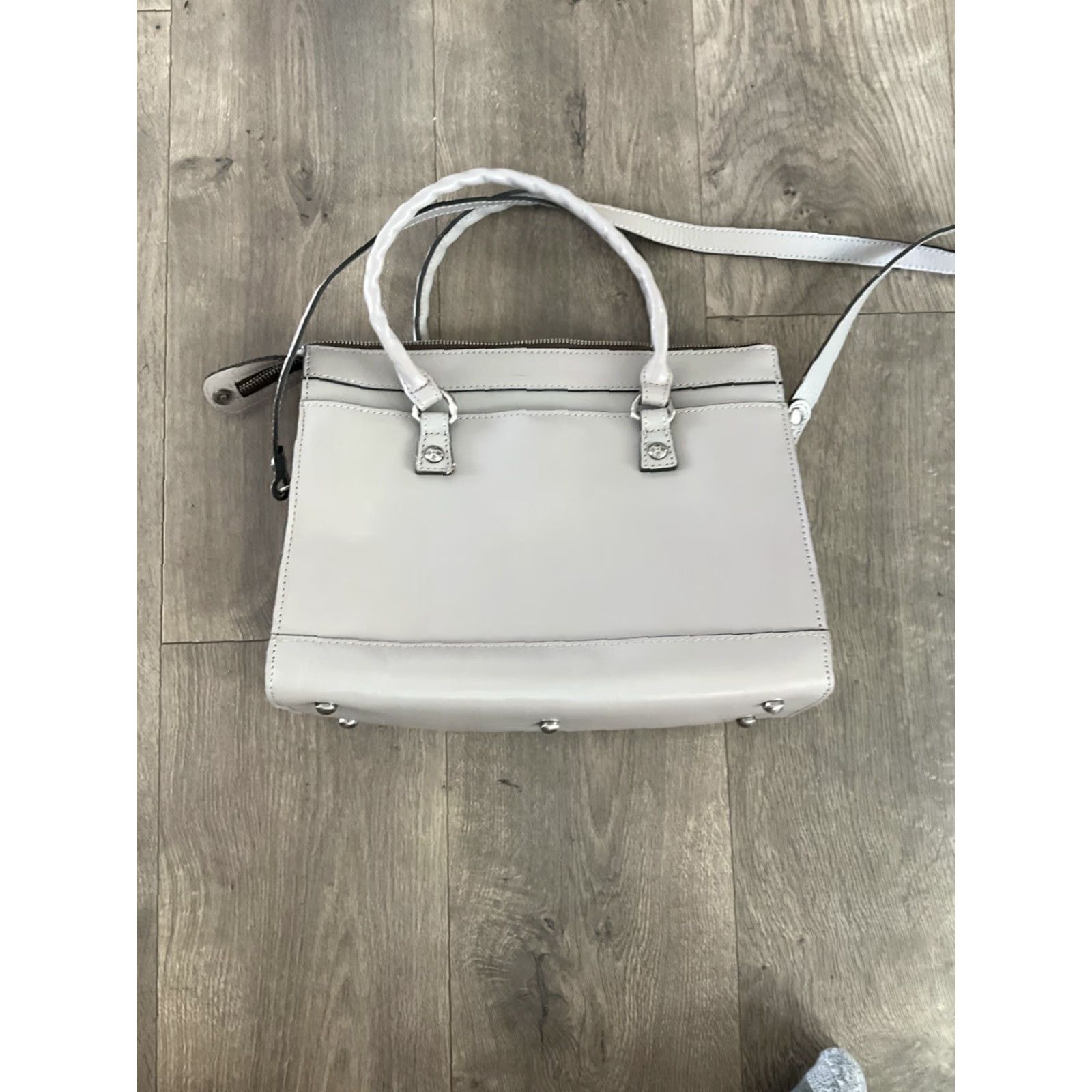 Patricia Nash Patricia Nash Josselin Leather Satchel Stone Tooled - Stone Gray Large Bag with Cross-Body Strap, Lined, Brass Hardware Womens Size ONE SIZE - 2 Thumbnail