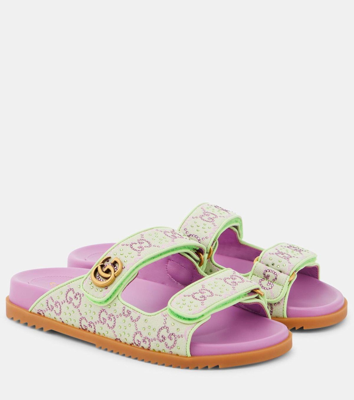 Gucci GG canvas crystal-embellished sandals Size US 6 / IT 36 - 1 Thumbnail