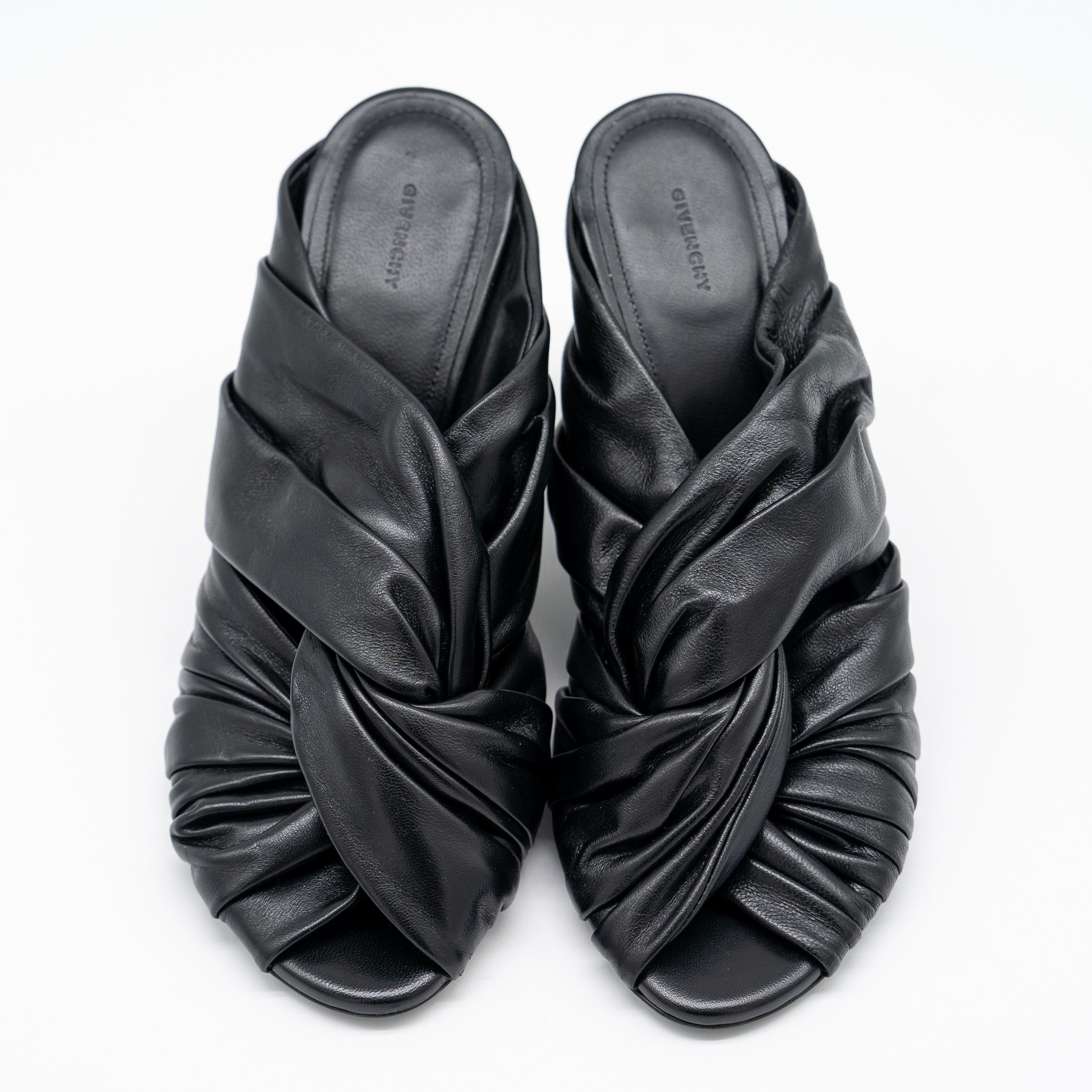 Givenchy Givenchy Show Twist Heels Mules Black Leather Size US 10 / IT 40 - 3 Thumbnail