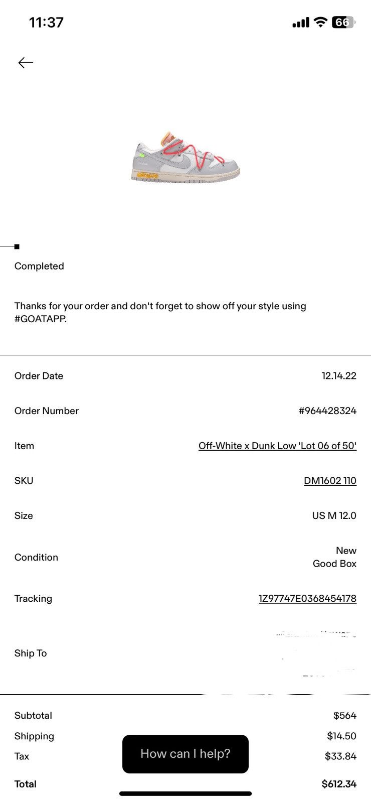 Off-White Nike x off white dunk low lot 6 Size US 12 / EU 45 - 13 Thumbnail