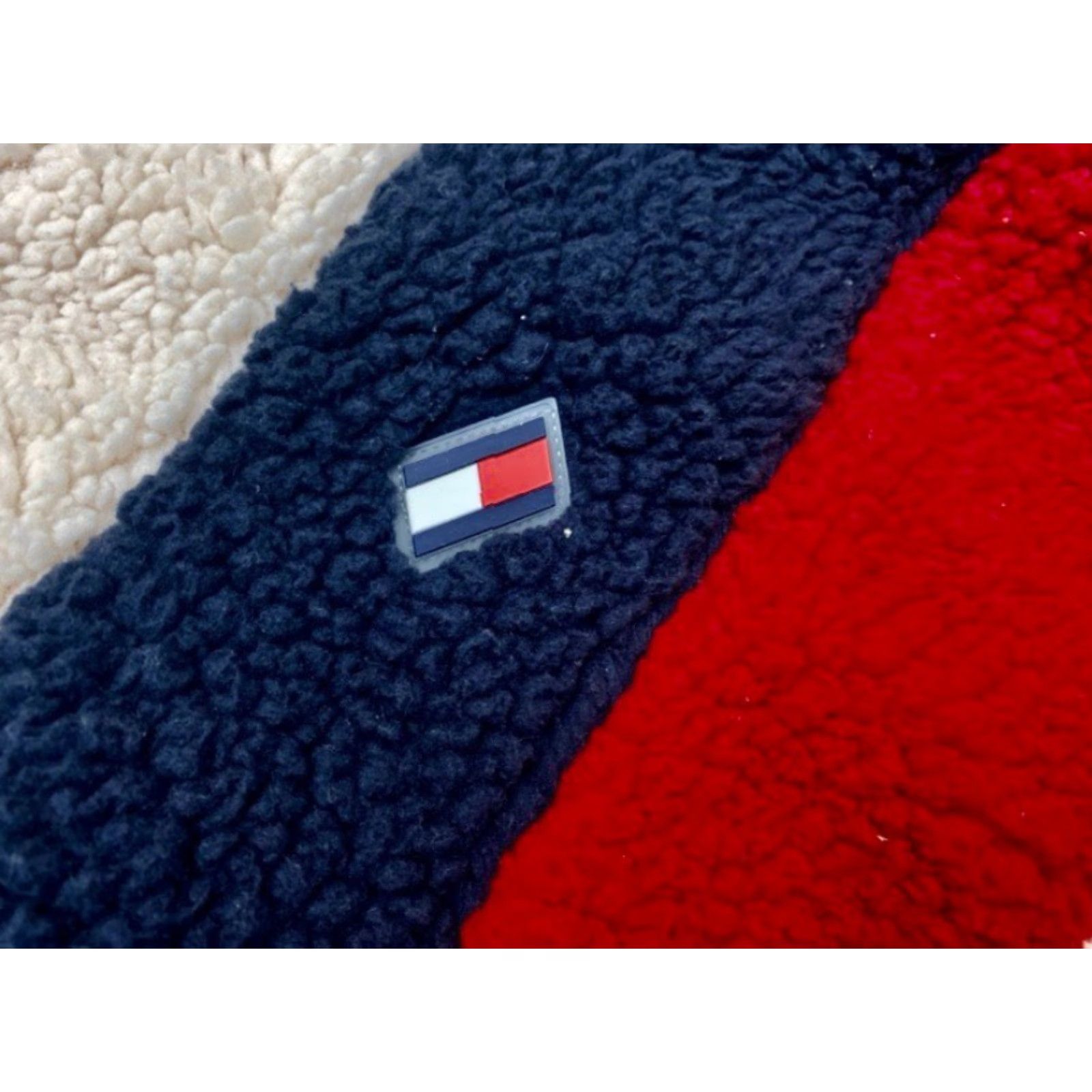 Tommy Hilfiger Tommy Hilfiger Sweater Women's XL Cream Blue Red 1/4 Zip Sherpa Pullover Size XL / US 12-14 / IT 48-50 - 6 Thumbnail