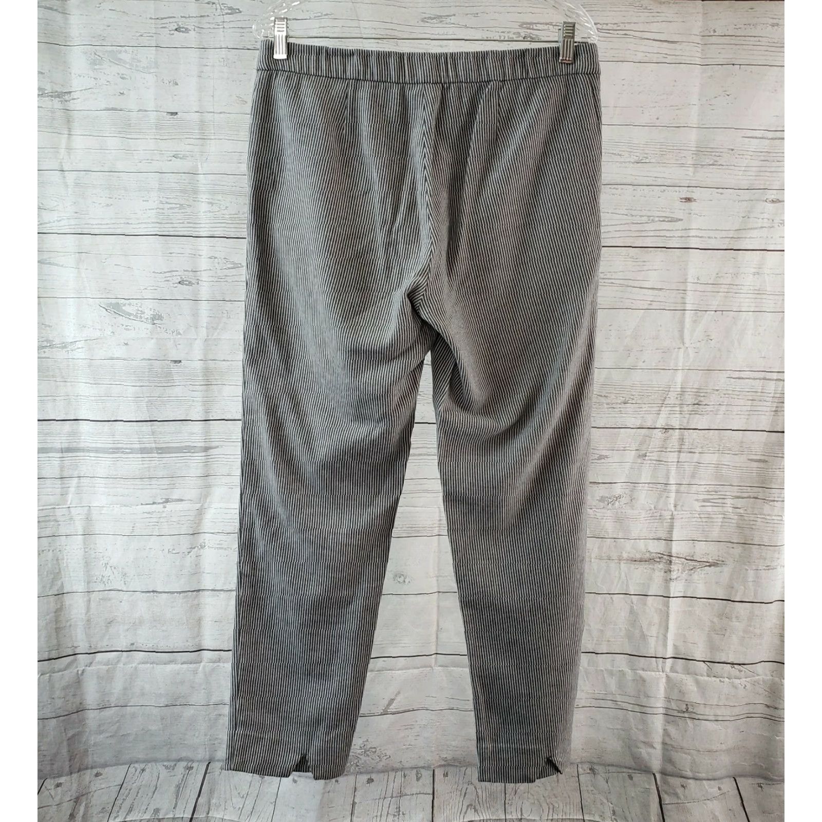 J. Jill J Jill Womens Essential Slim Ankle Pants Sz 8 Gray White Striped Elastic Waist Pants Girls? Size 30" / US 8 / IT 44 - 3 Thumbnail