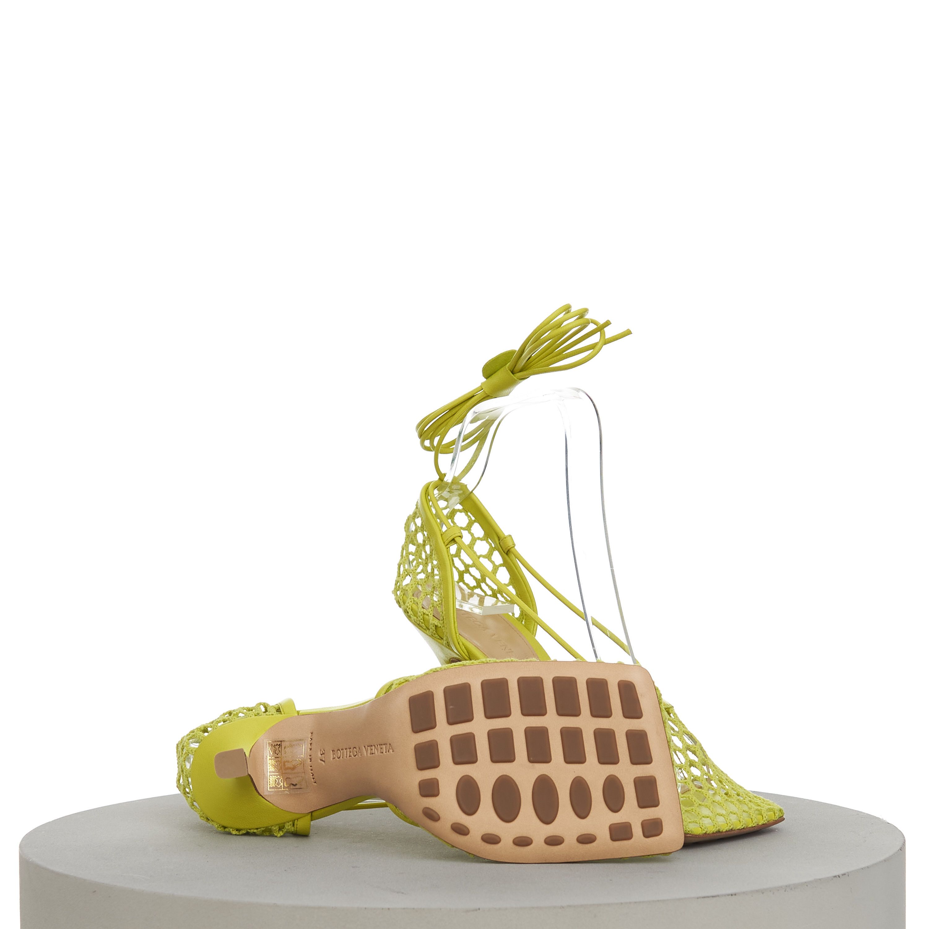 Bottega Veneta Stretch Sandals In Kiwi Green Mesh & Leather Size US 9 / IT 39 - 10 Thumbnail