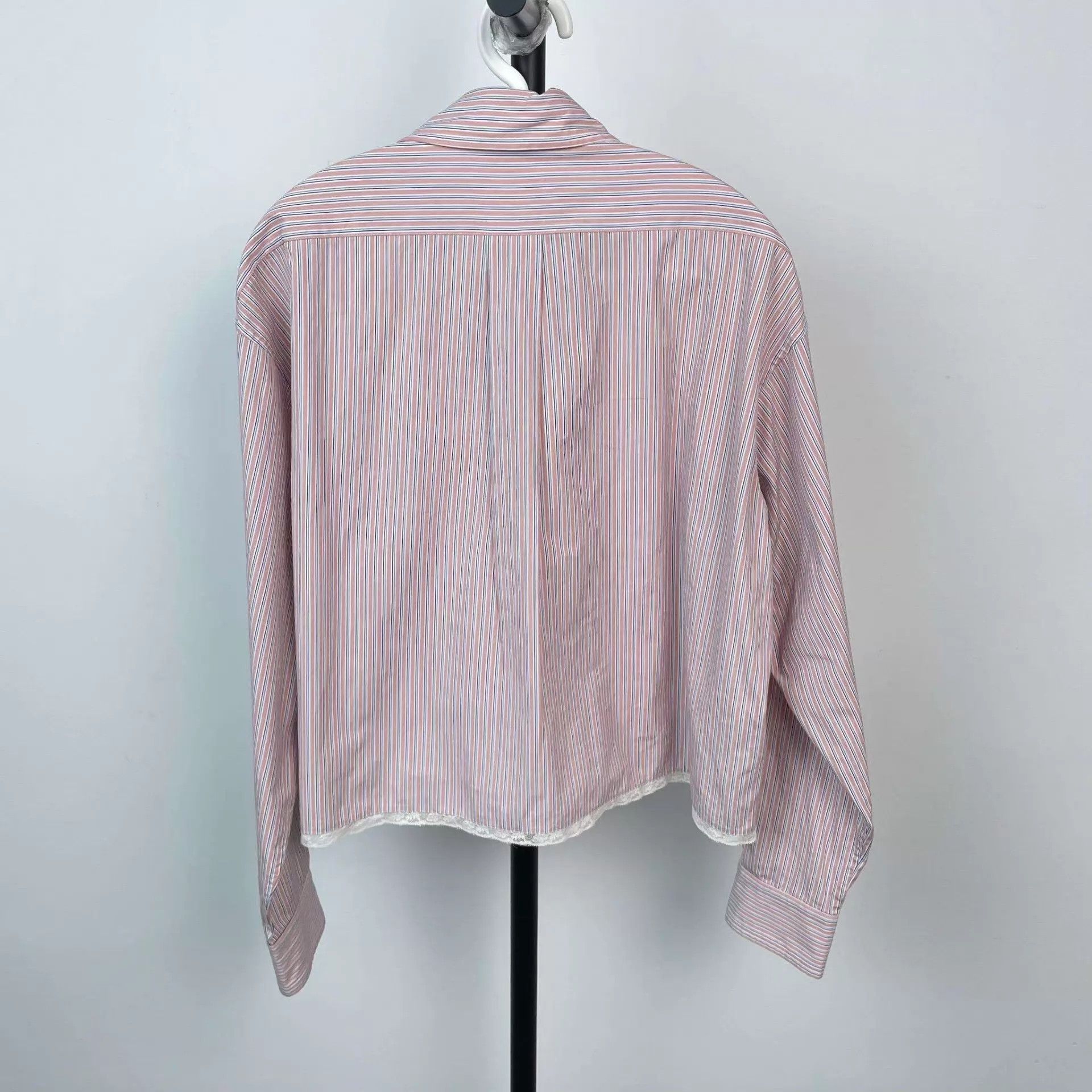 Miu Miu MIU MIU striped lace trim shirt purple Size XS / US 0-2 / IT 36-38 - 2 Thumbnail