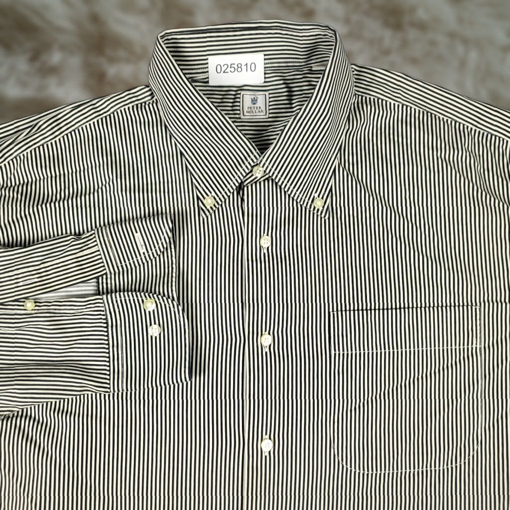 Peter Millar Peter Millar Button-Up Shirt Mens XL Black Striped Casual Long Sleeve Size US XL / EU 56 / 4 - 1 Thumbnail