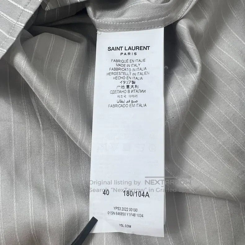 Saint Laurent Paris Saint Laurent Paris Grey Mulberry Silk Striped Shirt Size S / US 4 / IT 40 - 5 Thumbnail