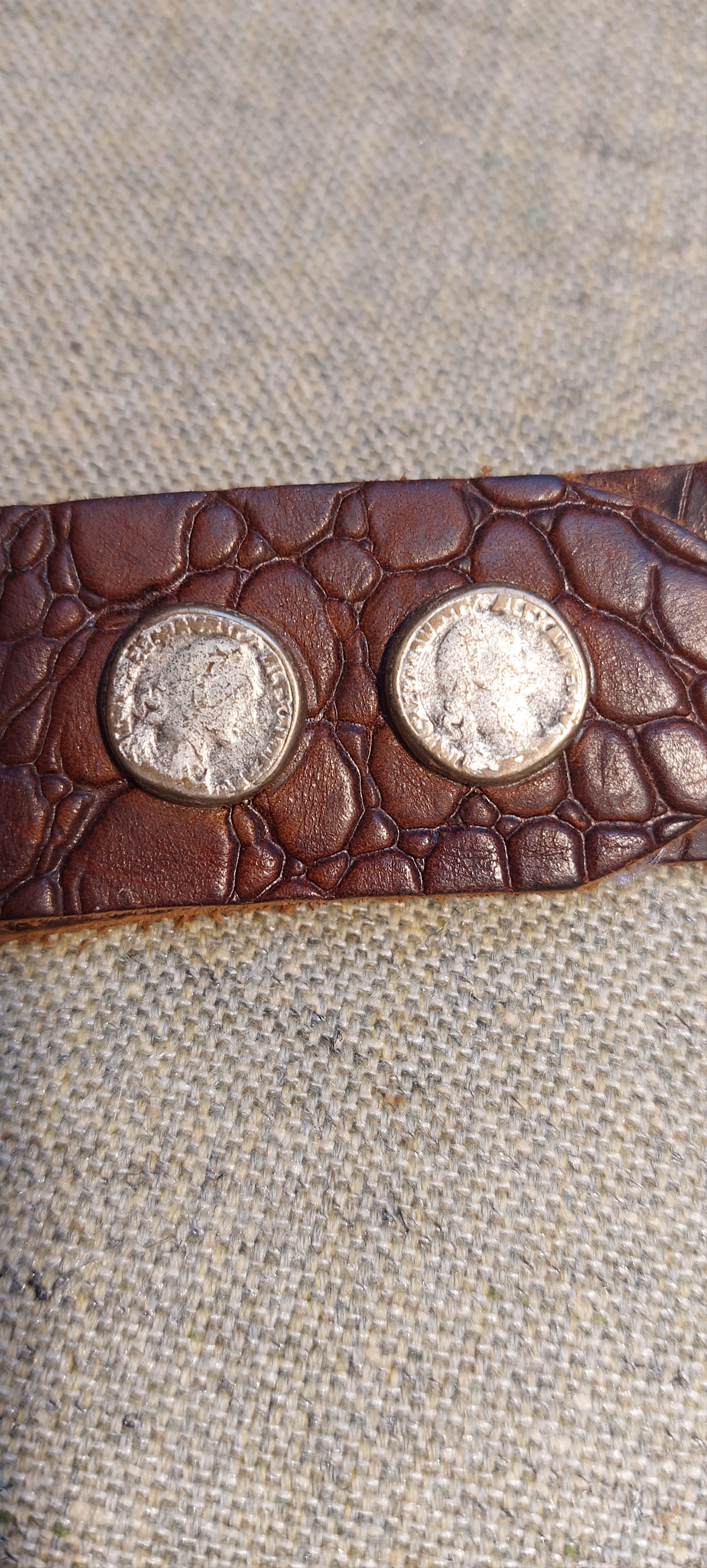 Vintage Vintage Western Leather Belt w/ Metal Rosette Accents Size ONE SIZE - 4 Thumbnail